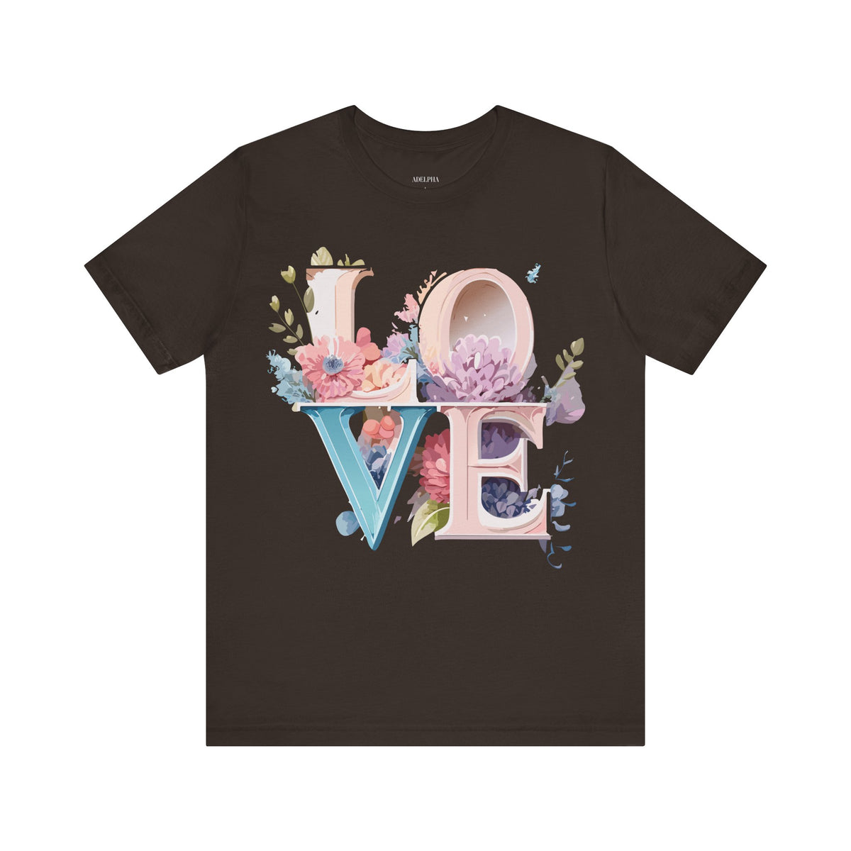 Valentine's Day Graphic Unisex Cotton Bella+Canvas Tee with Floral Art Design d122