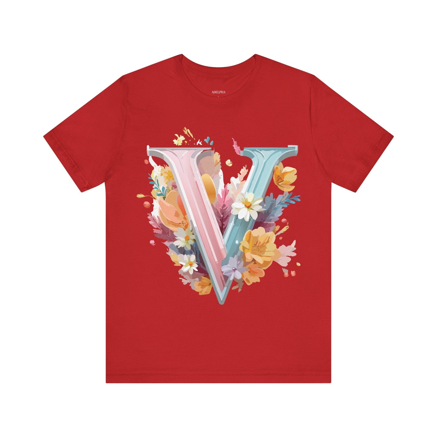 Letter V Shirt Unisex Graphic Tee With Vintage Inspired Artwork By Adelpha Premium Soft Jersey