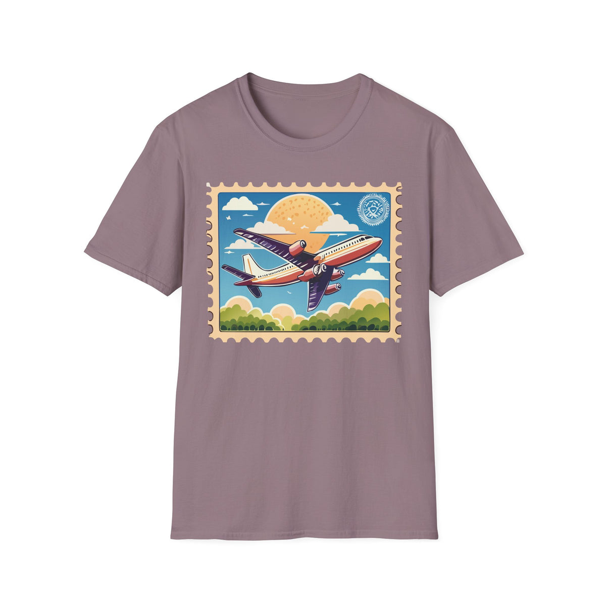 Vintage Airplane Stamp design T-Shirt | Retro Travel Aviation Tee