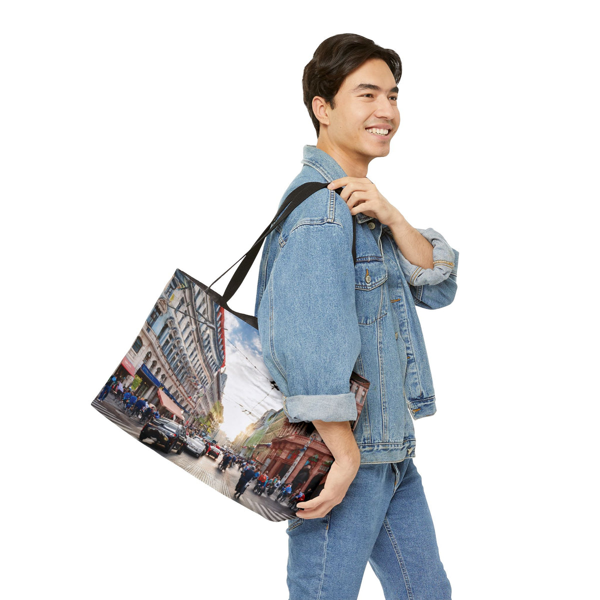 City Street Photo Print Big Bag  100% Spun Poly 24x13 Canvas Art Bag C-01