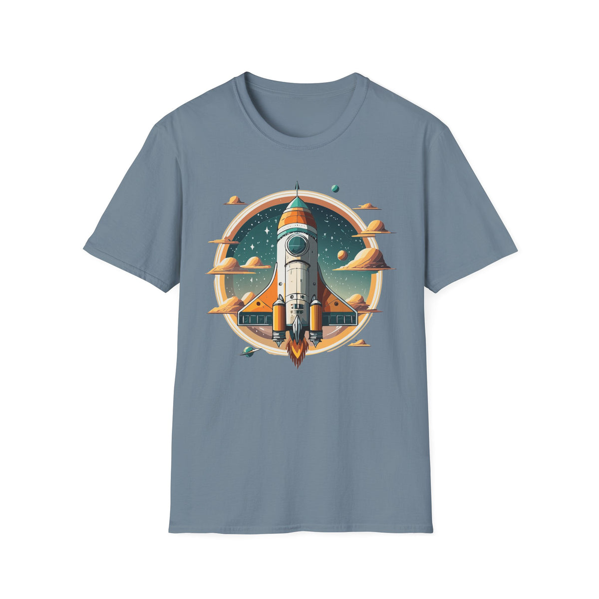 Retro Rocket Launch T-Shirt | Space Shuttle Graphic Design Unisex 100 Cotton Gildan T-Shirt
