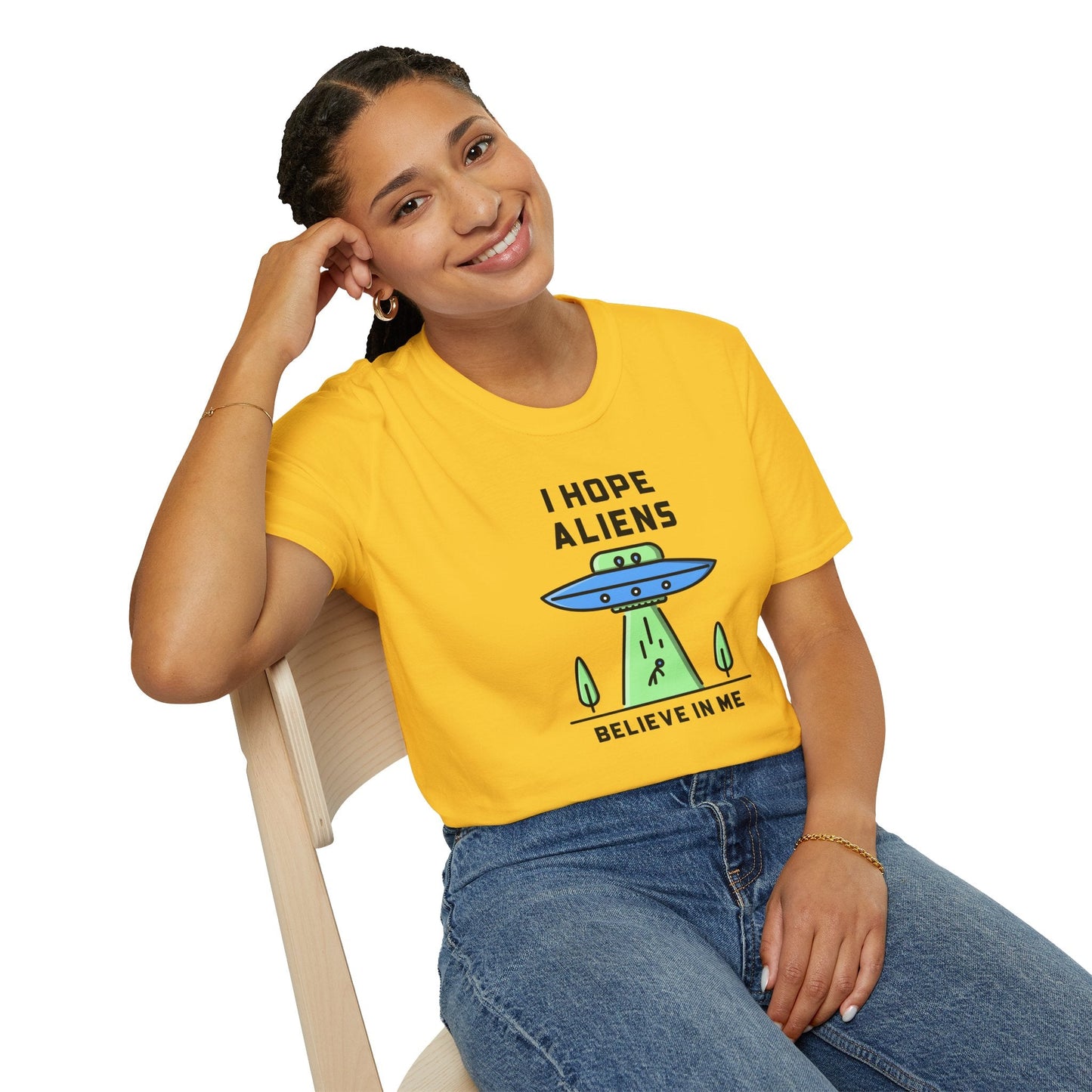 Alien UFO TShirt  I Hope Aliens Believe In Me Cute SciFi Graphic Tee
