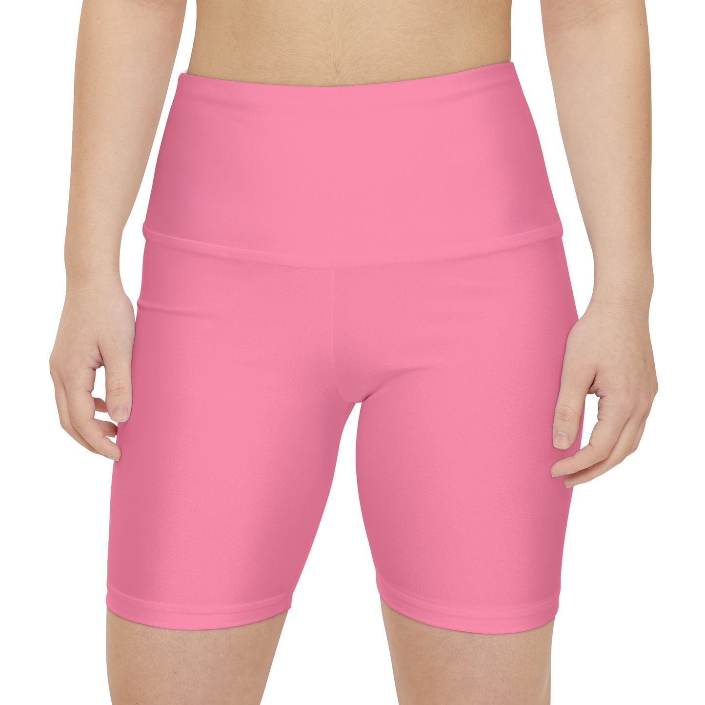 Cotton Candy Pink Women's Workout Shorts — Solid High-Waist Biker Shorts for Exercise & Everyday Wear