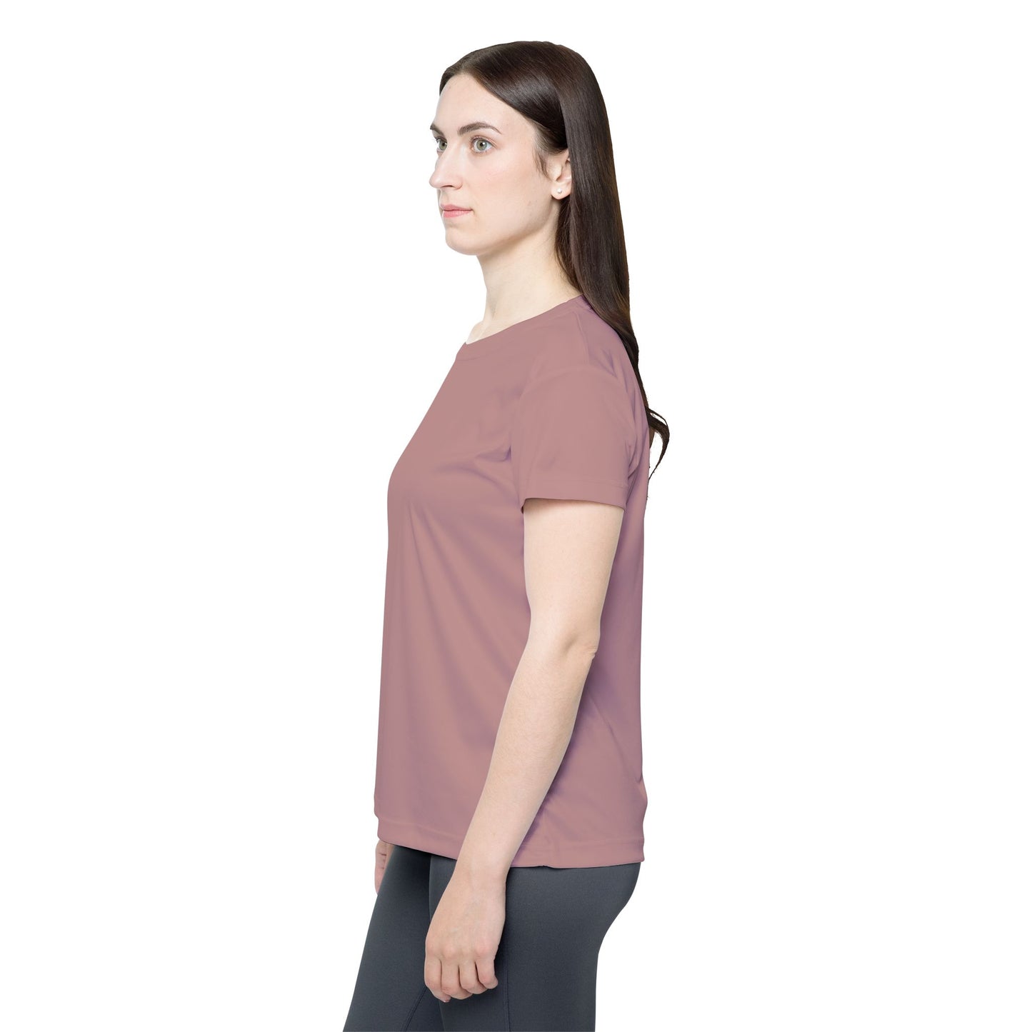 Rosy Taupe Women's Sports Jersey Short Sleeves 100% Poly Solid Mauve Color Print Athletic Tee