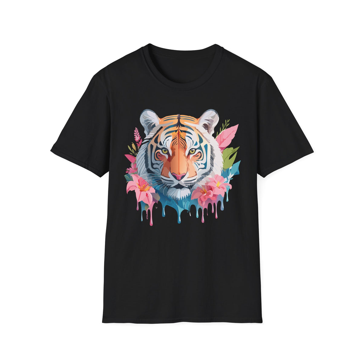 Watercolor Tiger Face T-Shirt | Floral Jungle Animal Tee