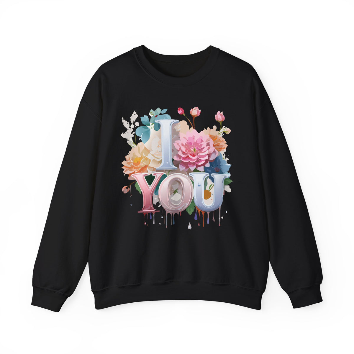 Floral Love Graphic Valentine's Day Sweatshirt Unisex 50/50 Cotton-Poly Sweatshirt w58