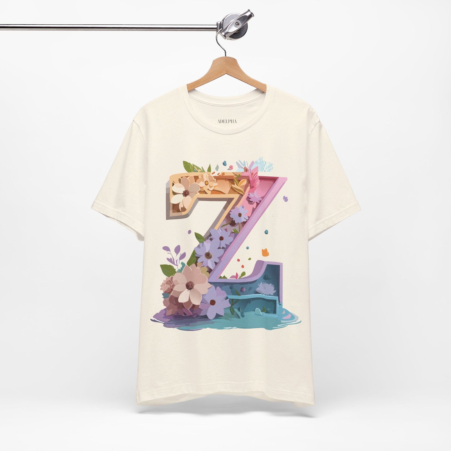 Letter Z Shirt Unisex Graphic Tee By Adelpha Vintage Inspired Jersey Short Sleeve