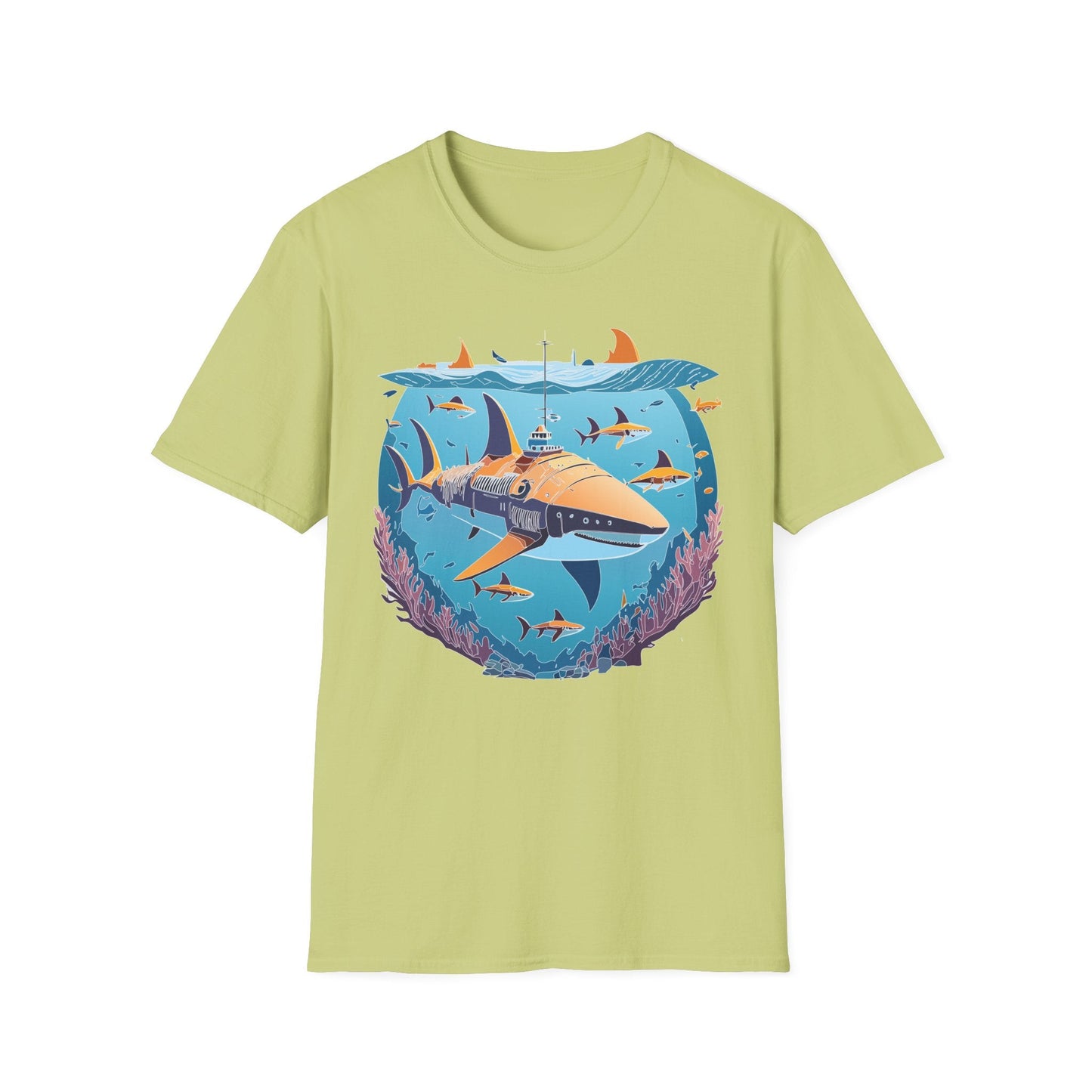 Ocean Tee Shirt Unisex Softstyle Cotton Tee 4.5 Oz Lightweight U Boat Theme Design