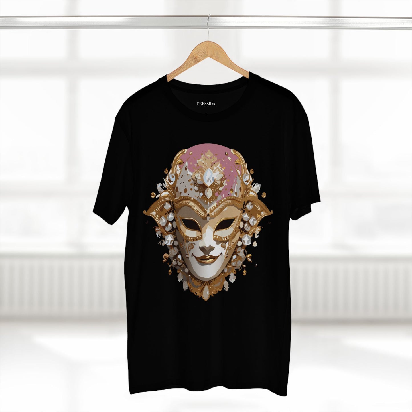 Carnival Mask Graphic T-Shirt Unisex 100 Cotton With Antique Gold Art Design Tee 19