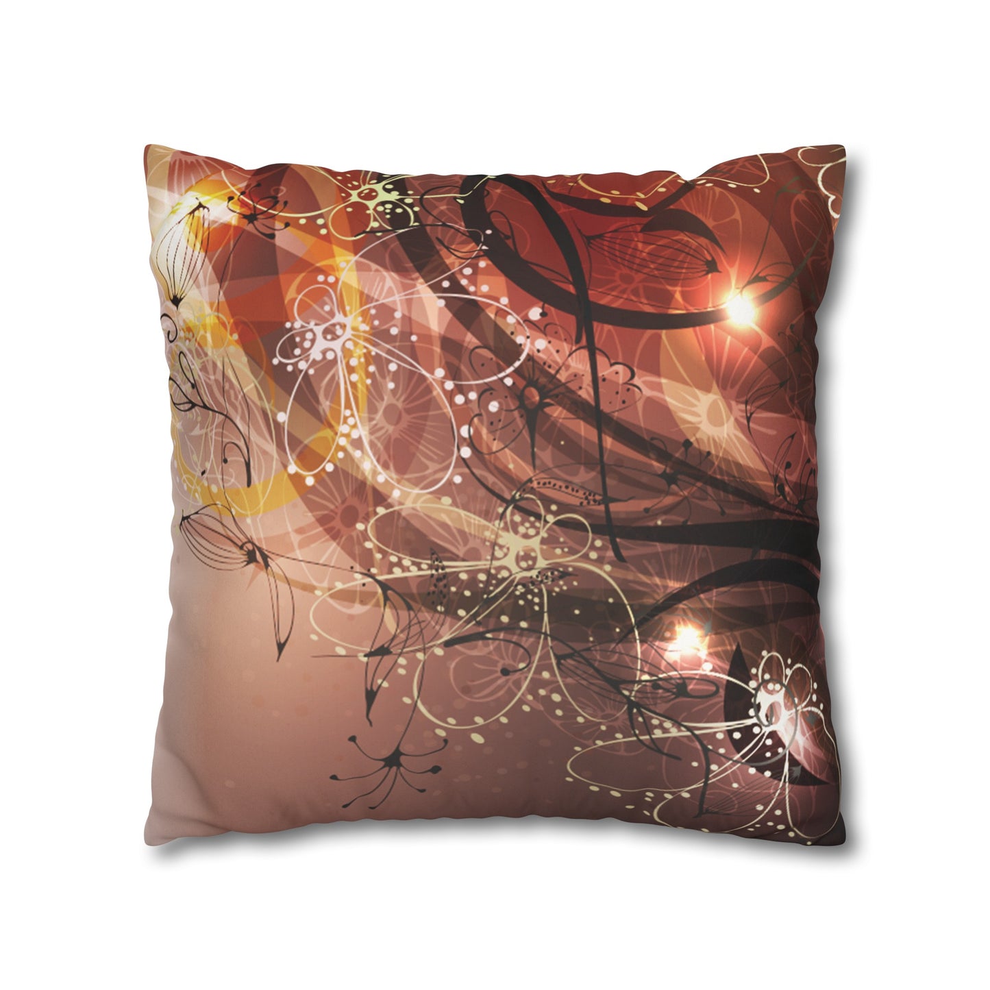 Faux Suede Pillowcase with Abstract print