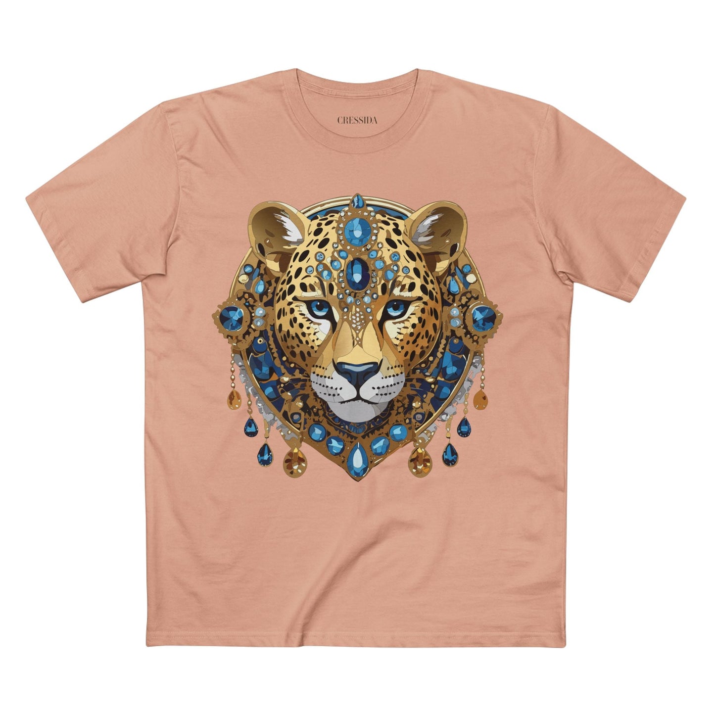 Cheetah Graphic Unisex 100 Cotton Tee With Unique Animal Golden Medallion Art Design 47