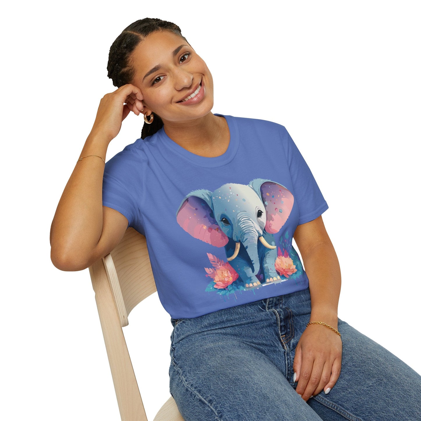 Elephant T Shirt For Adults Unisex Gildan Softstyle 64000 100 Percent Ring Spun Cotton Tee