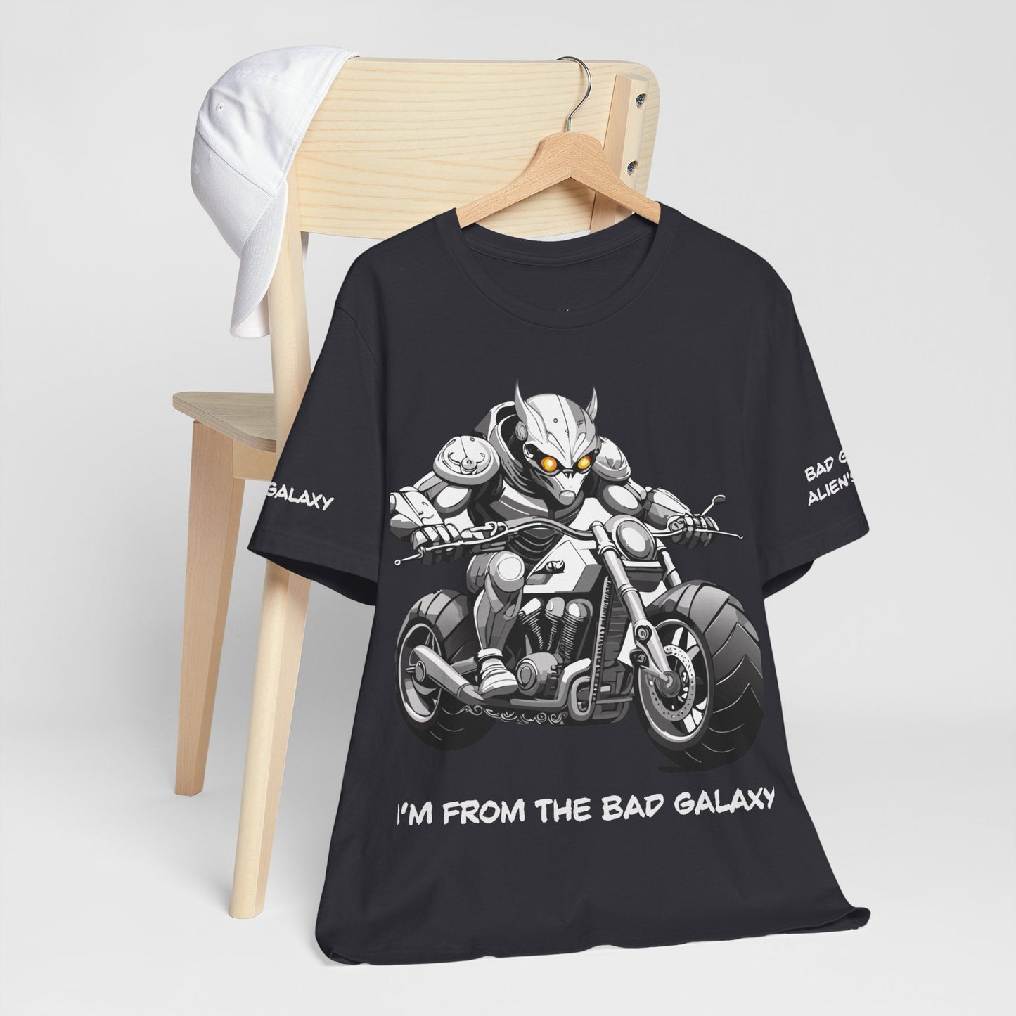 Tee Shirt With Alien From Bad Galaxy 100 Percent Cotton Lightweight Made In USA Eco Friendly Inks