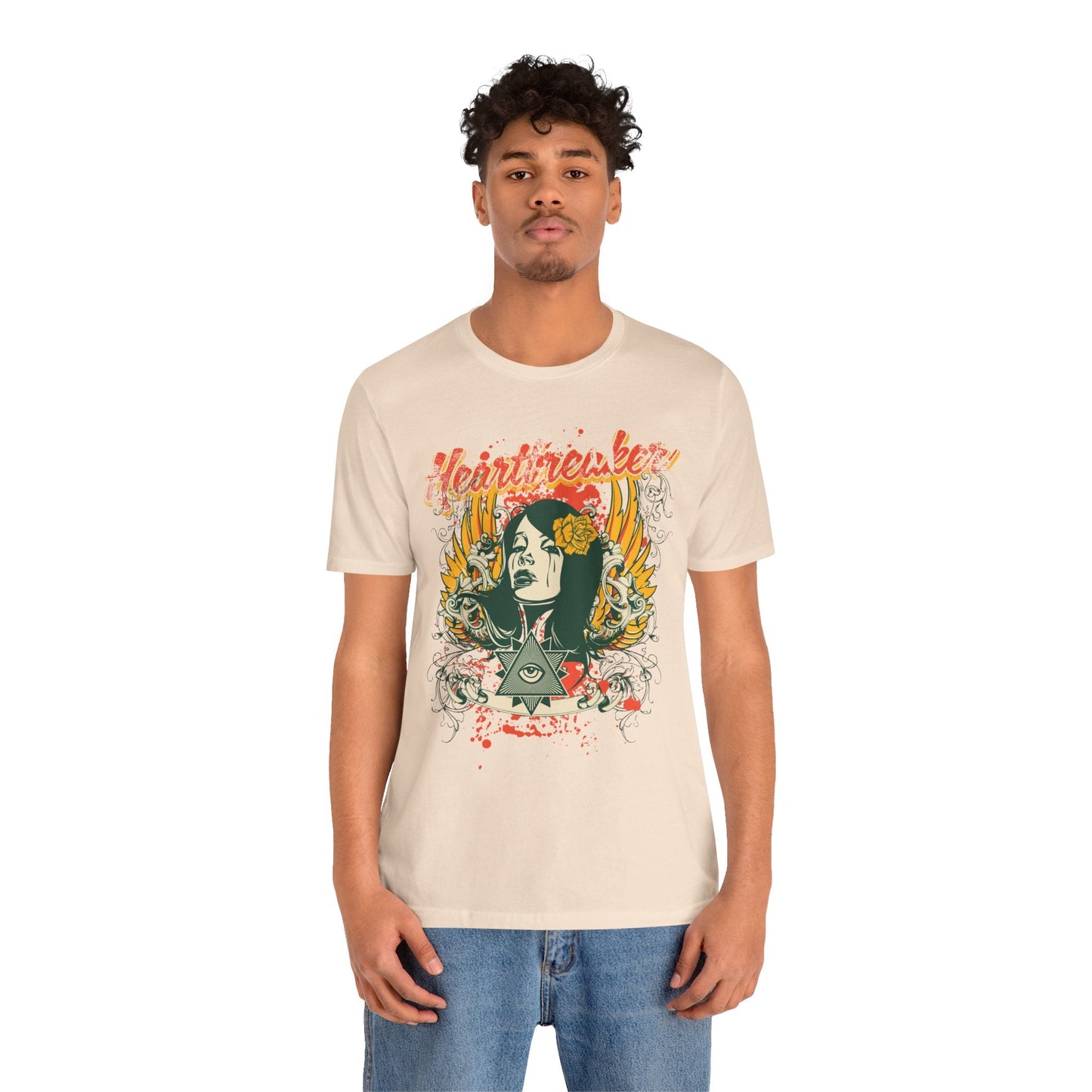 Heartbreaker Illustration Tee Retro Femme Portrait Floral Skull Graphic T-Shirt