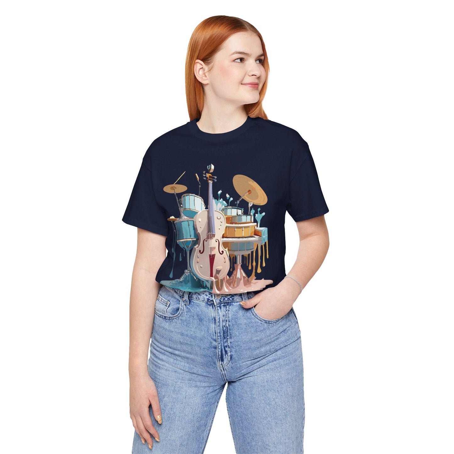 Music Graphic Unisex 100 Cotton Vintage Art with Musical Elements Tee 84