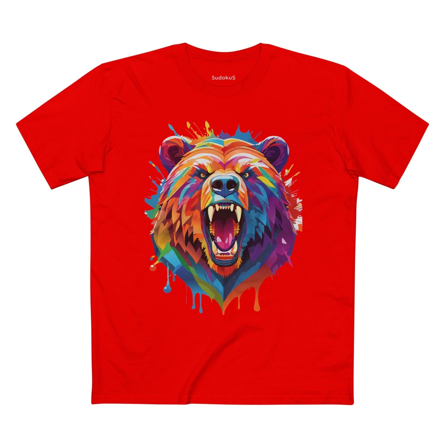 Bear Graphic Unisex 100 Cotton Staple Tee with Animal Design Artwork 13