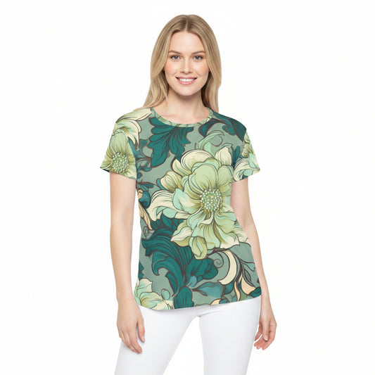 Women Poly T-Shirt with Floral Print