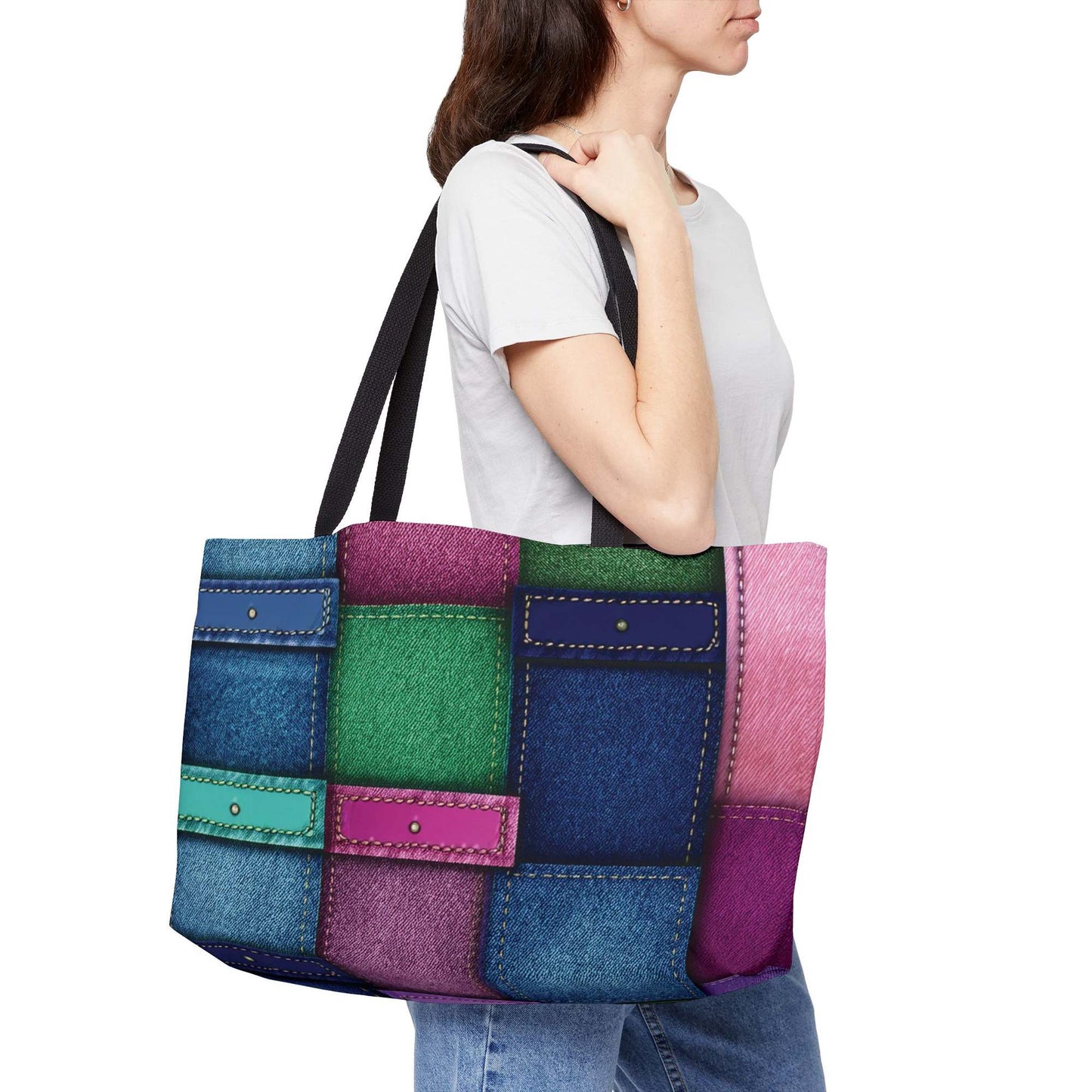 Denim Color Imitation Print Unisex  Yoga Bag  Spun Polyester 24x13 Canvas Gym Bag 30-2