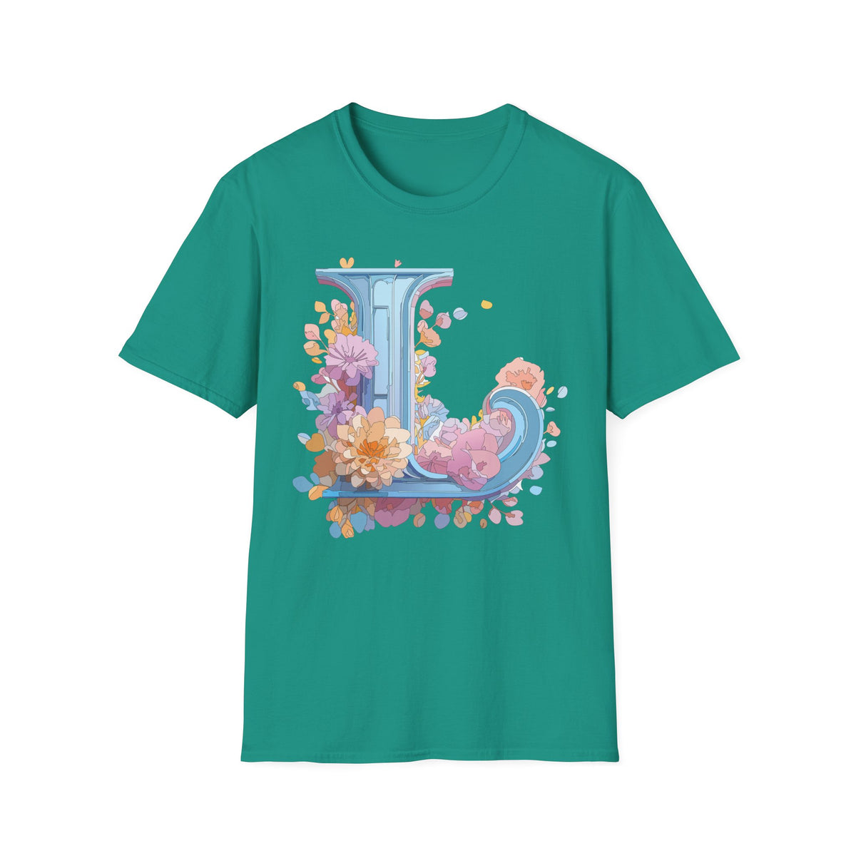 Floral Letter L T-Shirt | Monogram Initial Tee