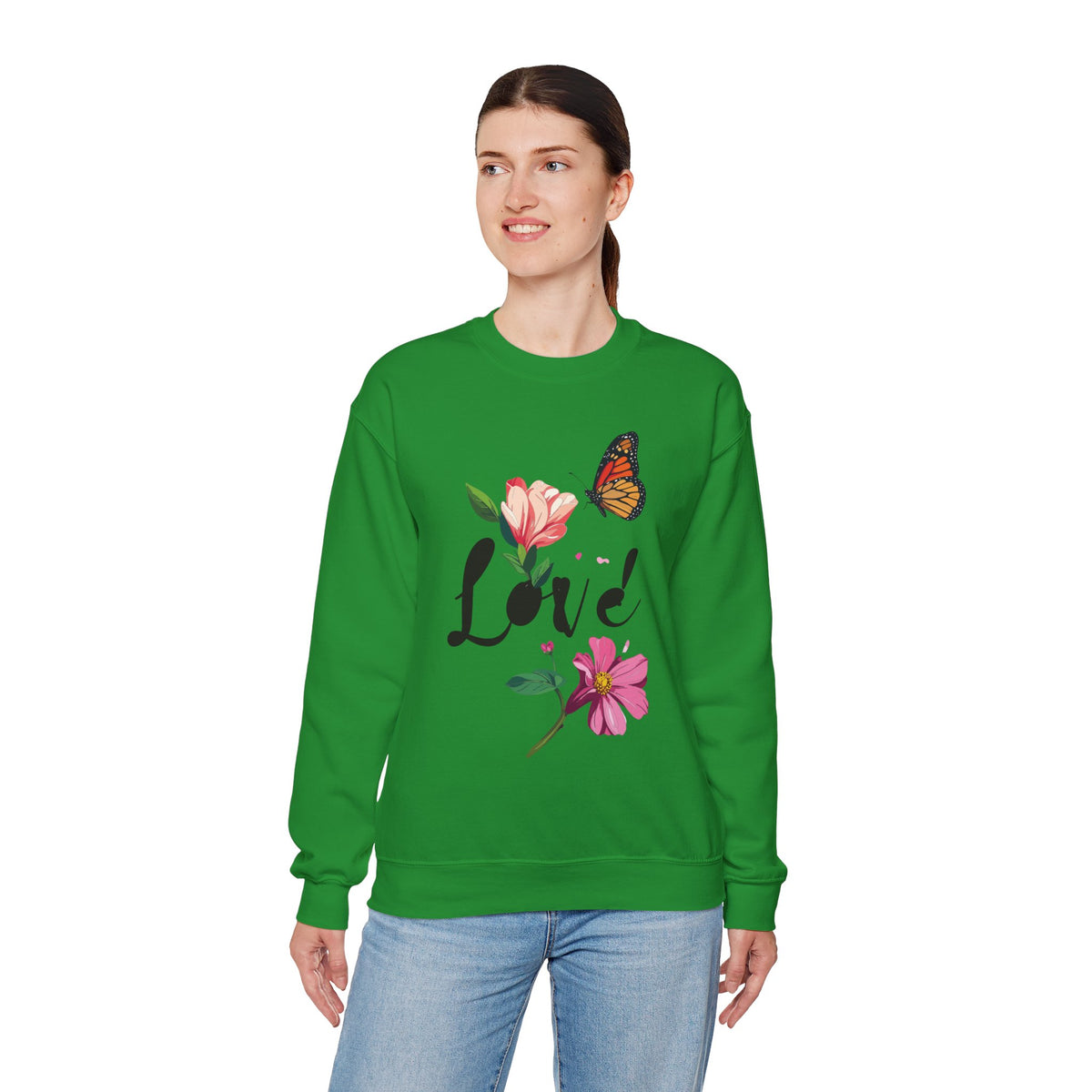 Floral Love Sweatshirt, Floral Butterfly Sweatshirt, Love Sweatshirt, Valentine's Day Sweatshirt, Floral Sweatshirt 120