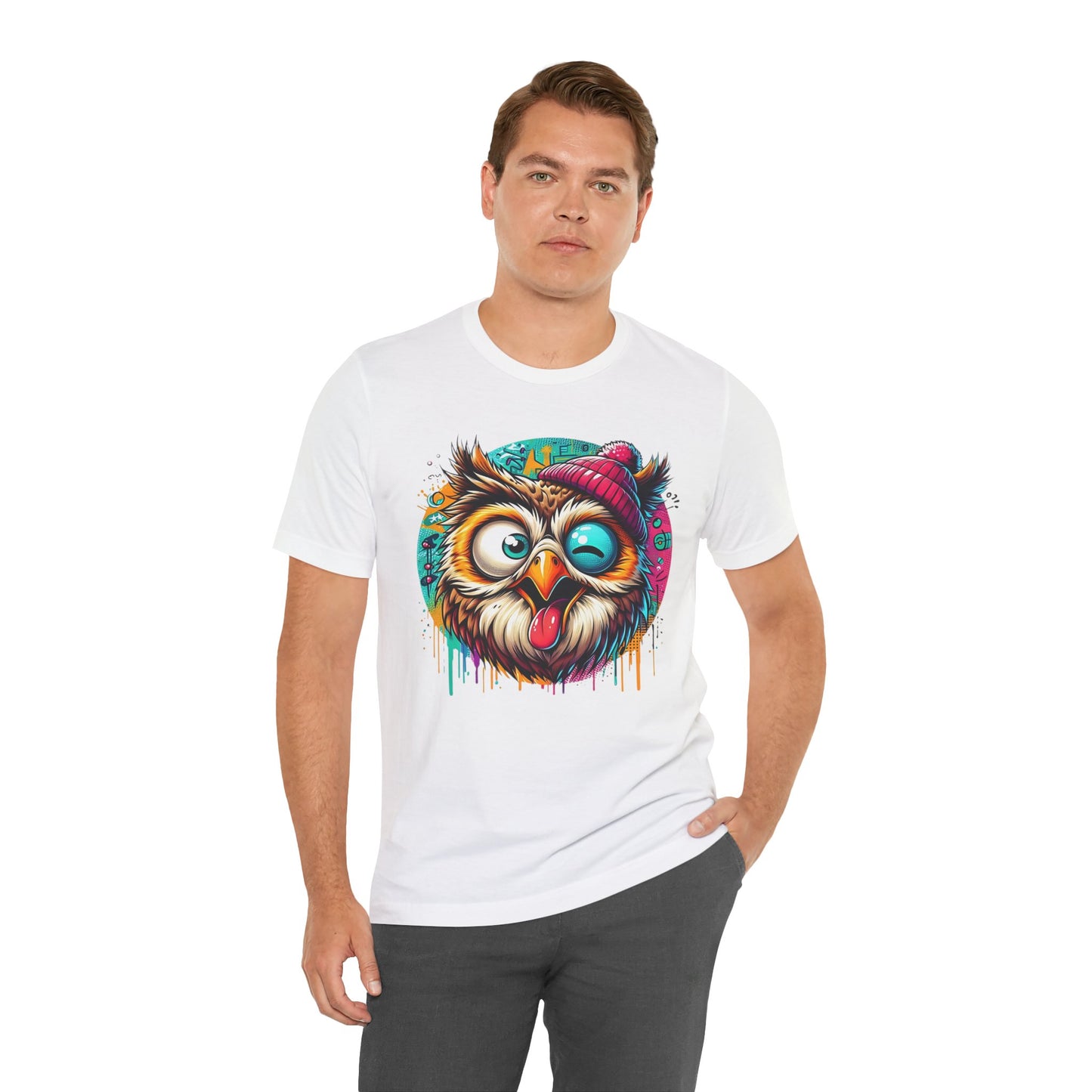 Colorful Owl Graphic Tee, Fun Owl Shirt, Funny Bird Shirt, Cute Cartoon Tees, Animal T-Shirt, Animal Tees, Art Design T-Shirt
