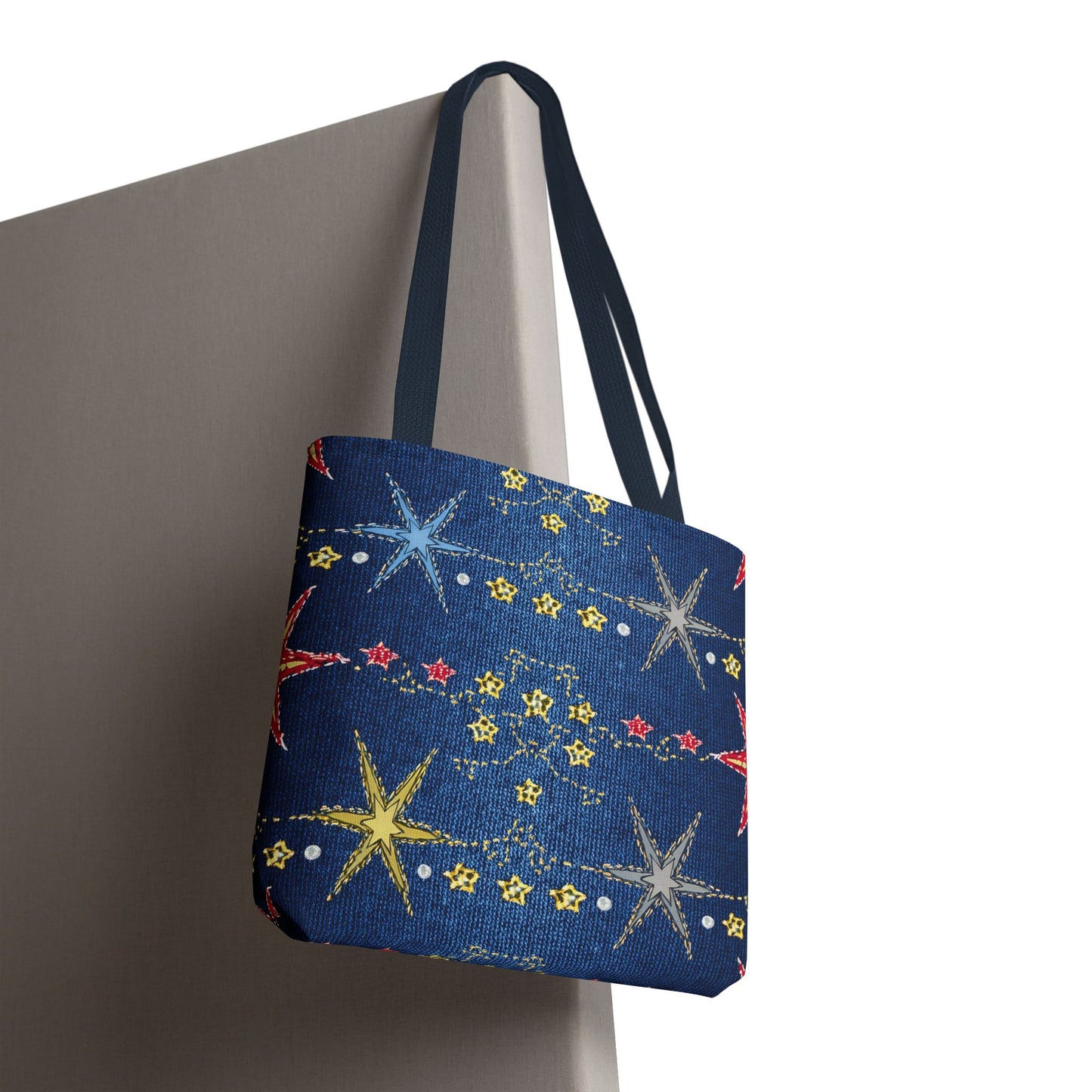Denim Fabric Imitation Print Unisex Canvas Bag Poly Spun 3 Sizes Tote Bag 181