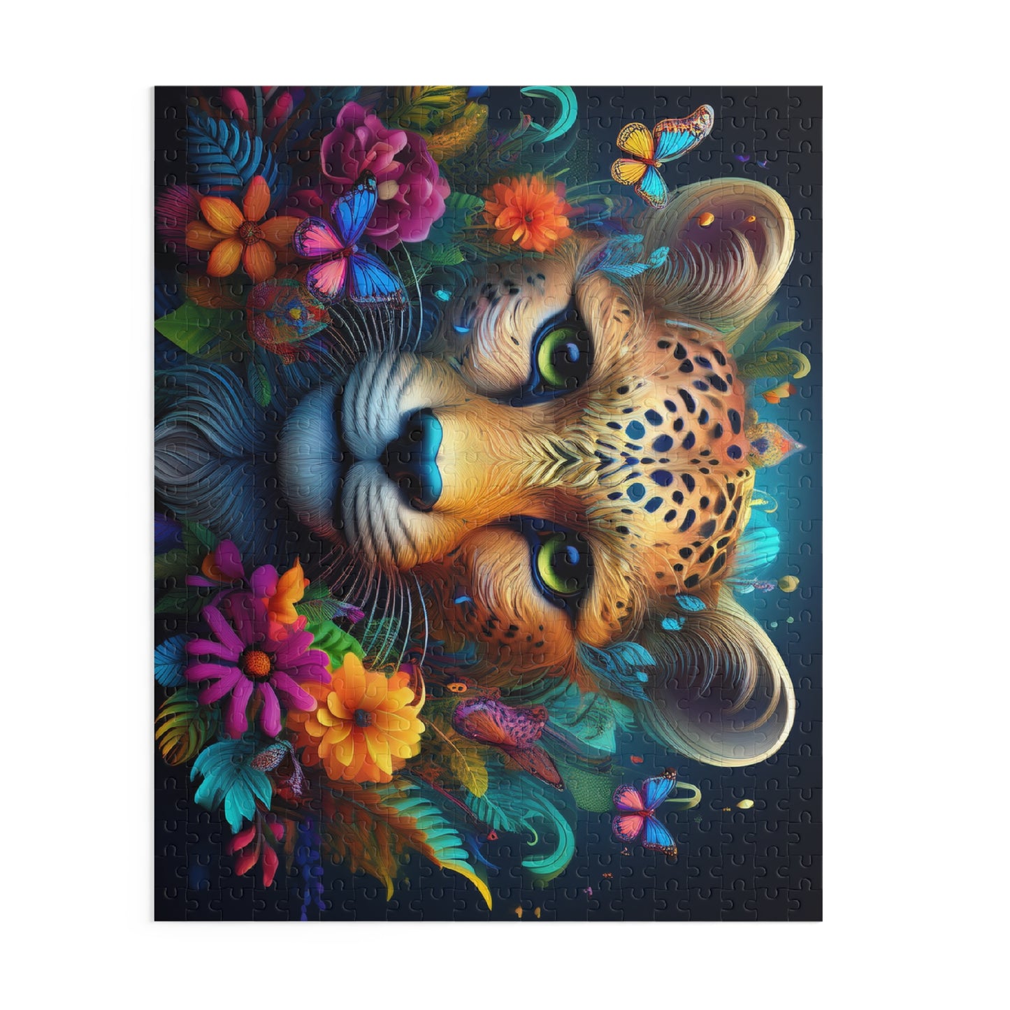 Puzzles-27 Kids Cheetah Puzzle 500-Piece  Floral Cheetah Puzzle 500-Piece, Animals Kids Puzzles Size: 16" x 20",  Ages 9+
