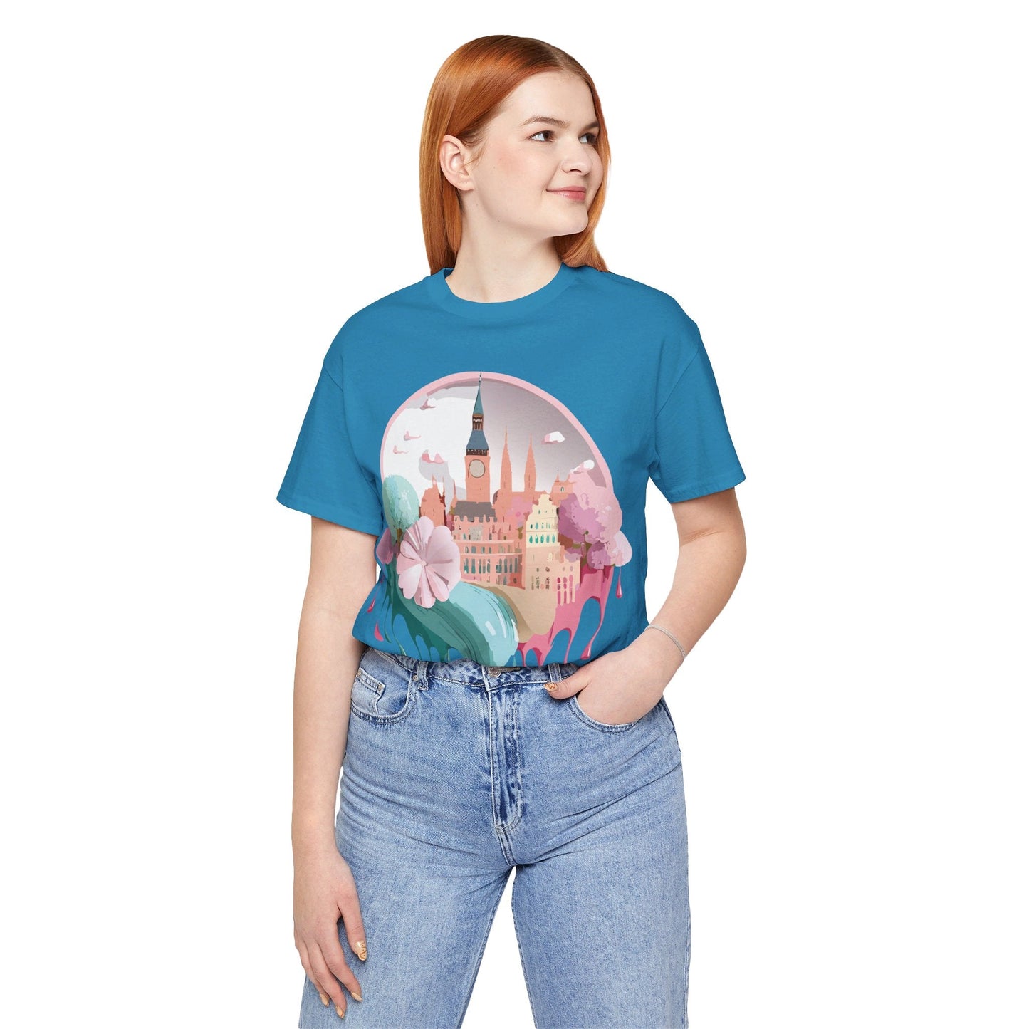 Prague Tourist Graphic Tee by Adelpha Unisex Vintage Style Short Sleeve Shirt Collection