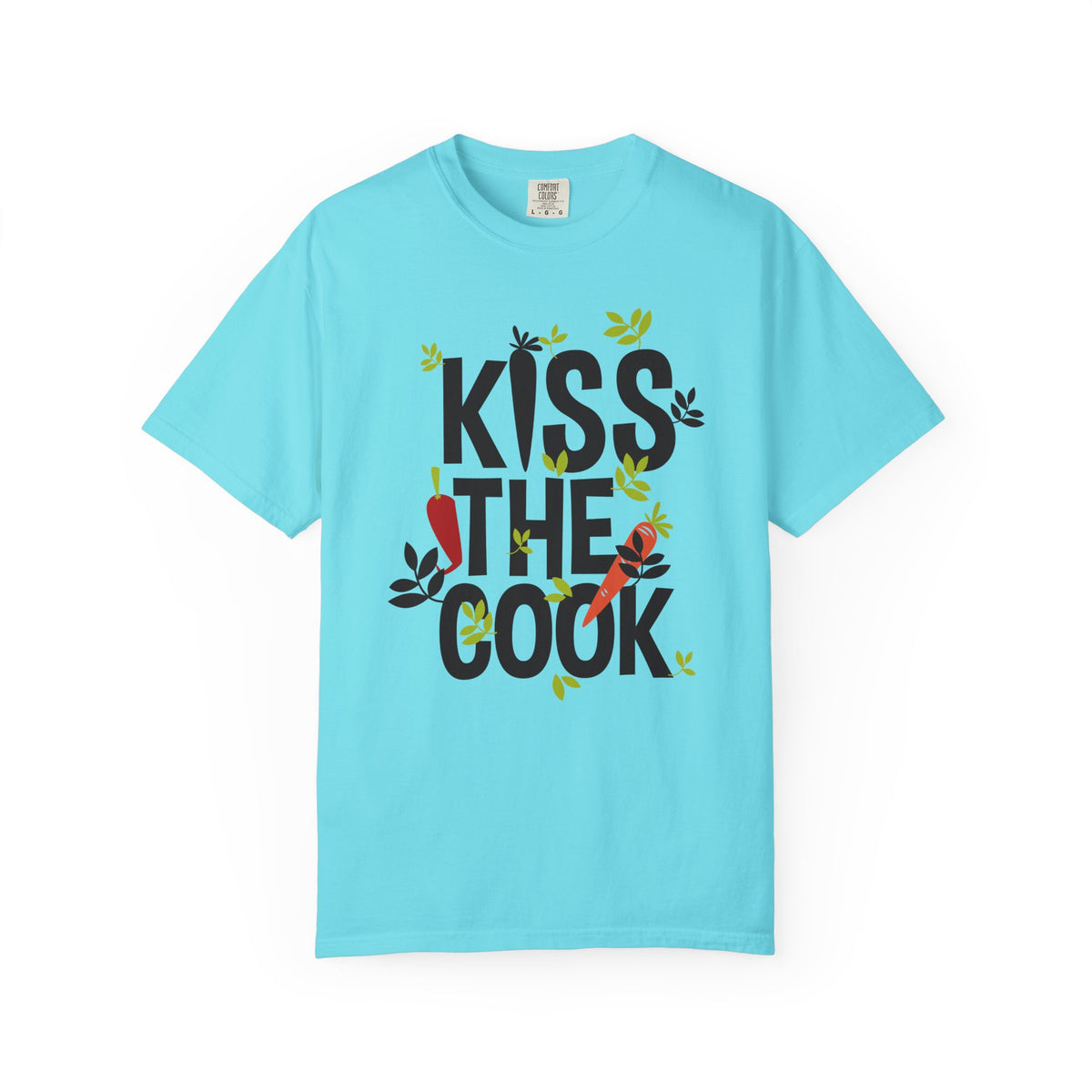 Kiss The Cook Chef Kitchen Cooking Graphic Unisex Comfort Colors Garment-Dyed Heavyweight 100 Cotton Art Design T-Shirt w6