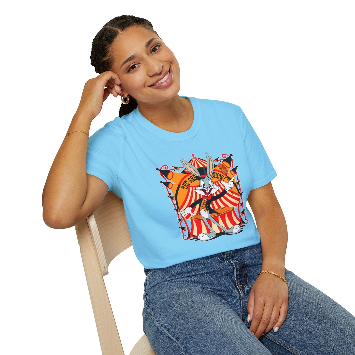 Bugs Bunny Unisex Shirt Gildan Softstyle Tee Cartoon Graphic Design 100 Percent Cotton