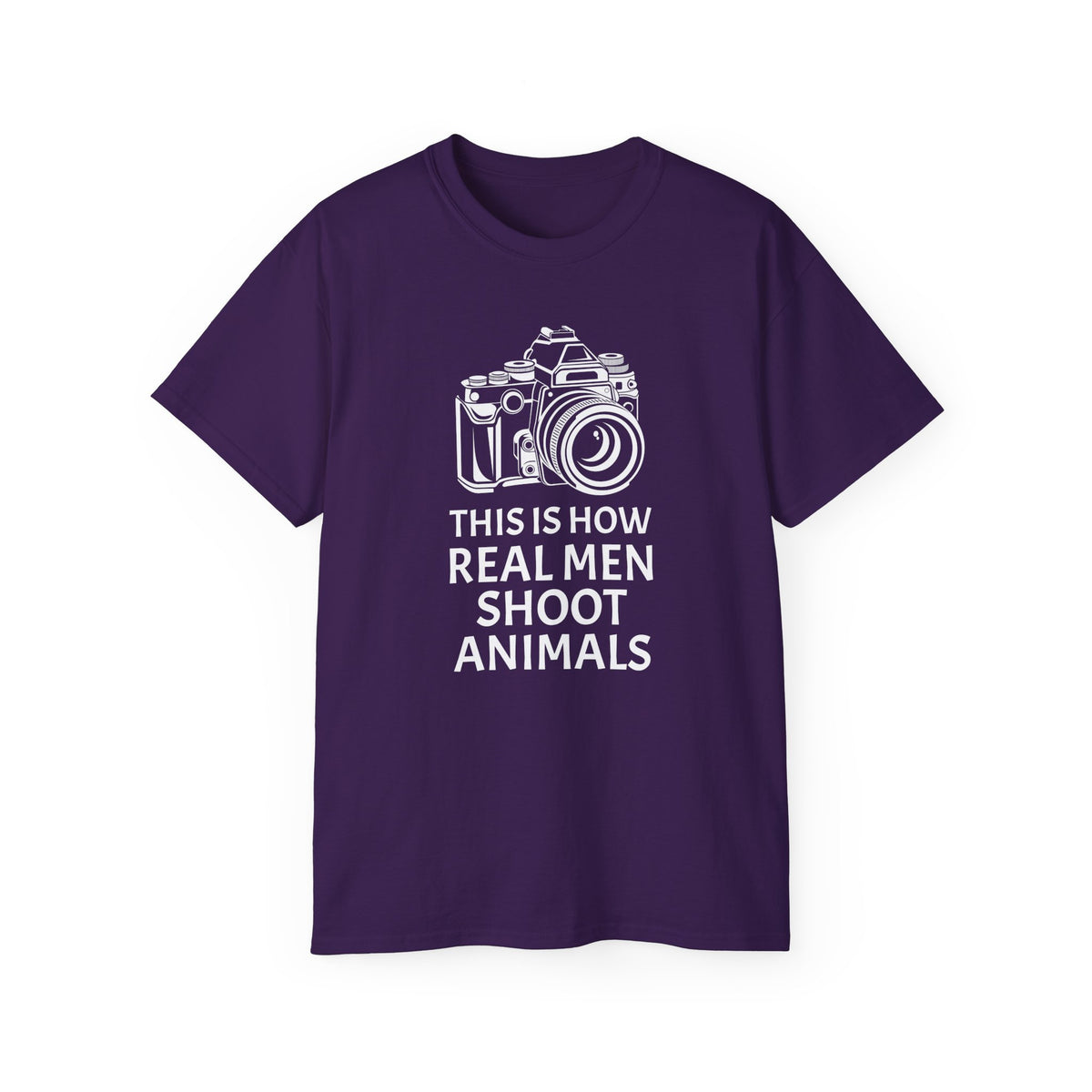 Camera Graphic This Is How Real Men Shoot Animals Tee | Photography Shirt, Photo Lover
