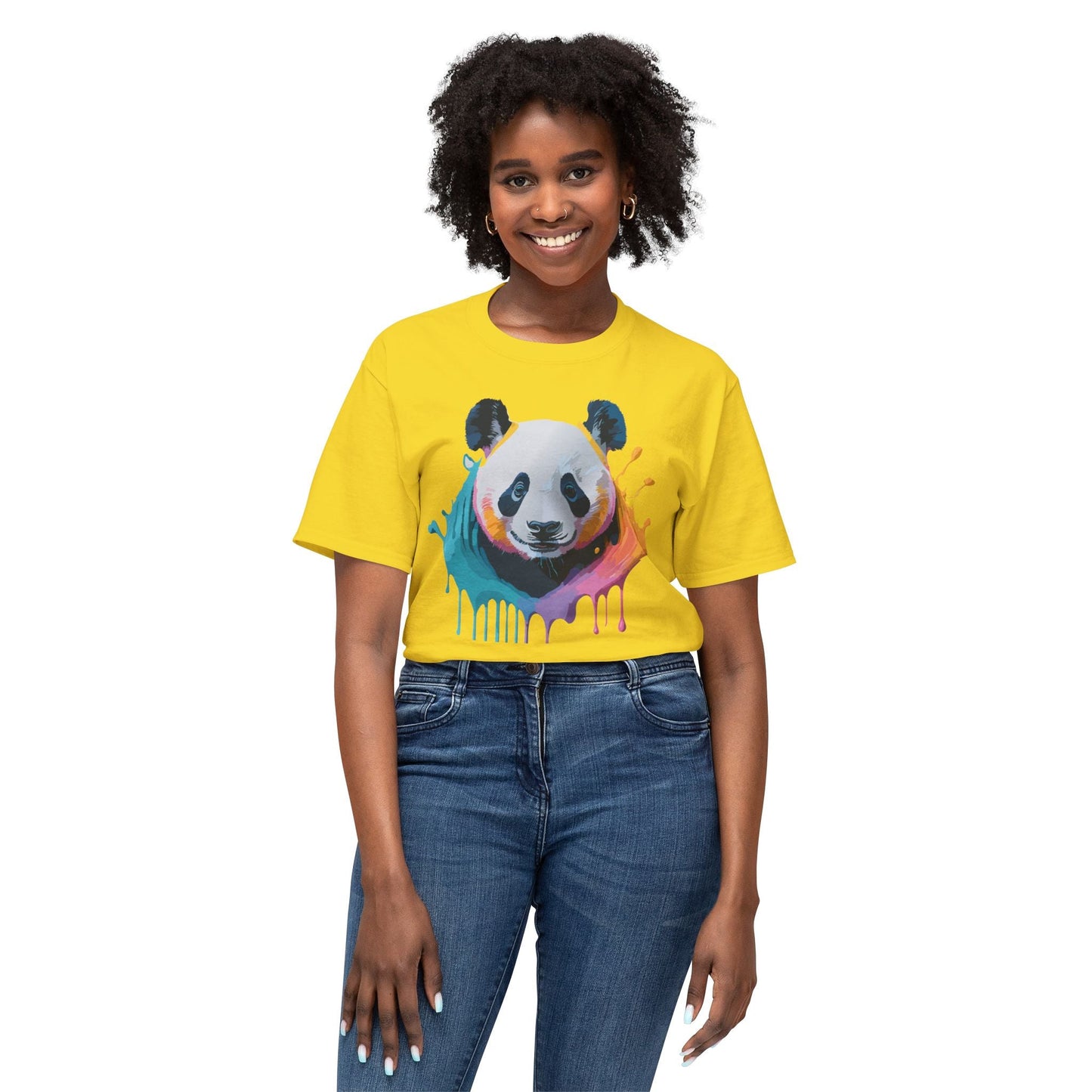 Unisex HD Cotton Panda T Shirt With Full Color Panda Art Print Made In USA Premium Fit For All Sizes