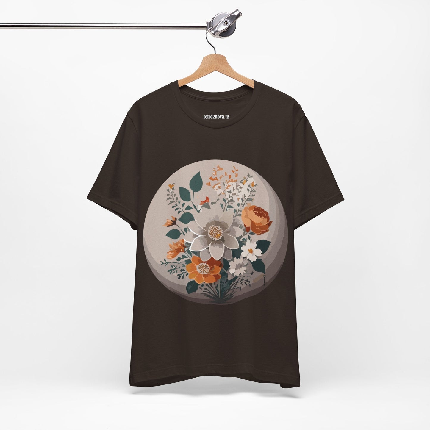 Retro2Nova Floral Shirt Unisex Short Sleeve Tee Lightweight Breathable Cotton Blend Jersey