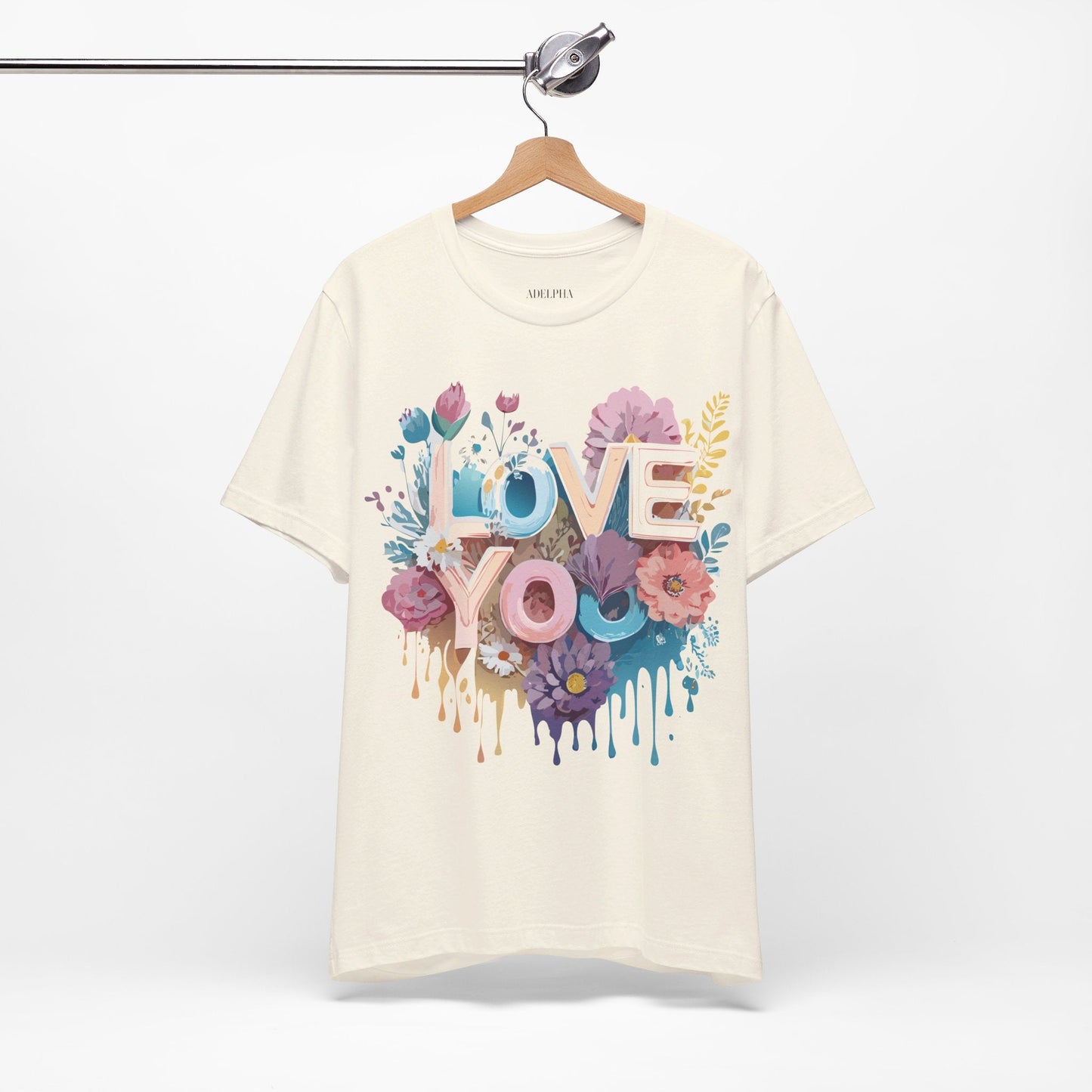 Valentine Day Graphic Unisex 100 Cotton Vintage Artwork with Love and Flower Design Tee 37