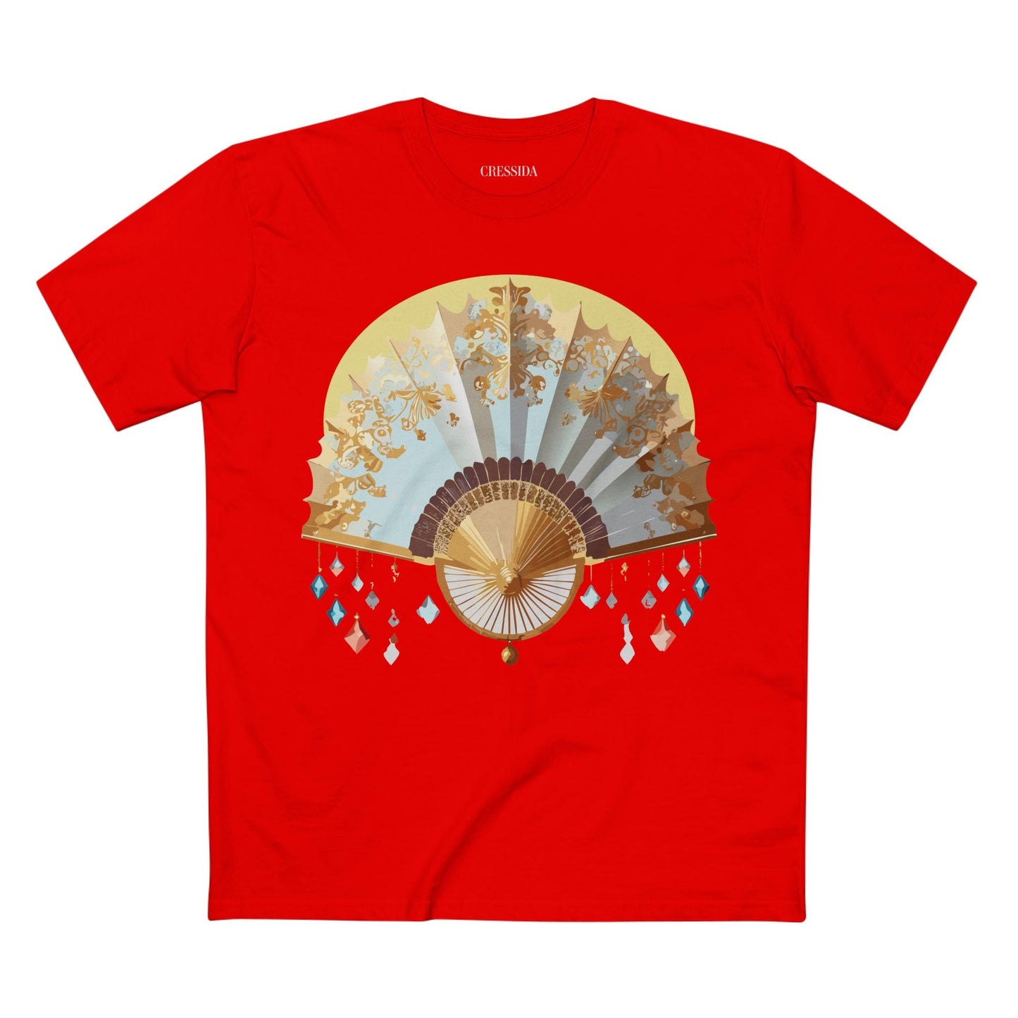 Antique Fan Graphic Design T-Shirt Unisex 100 Cotton Floral Carnival Artwork Tee 25
