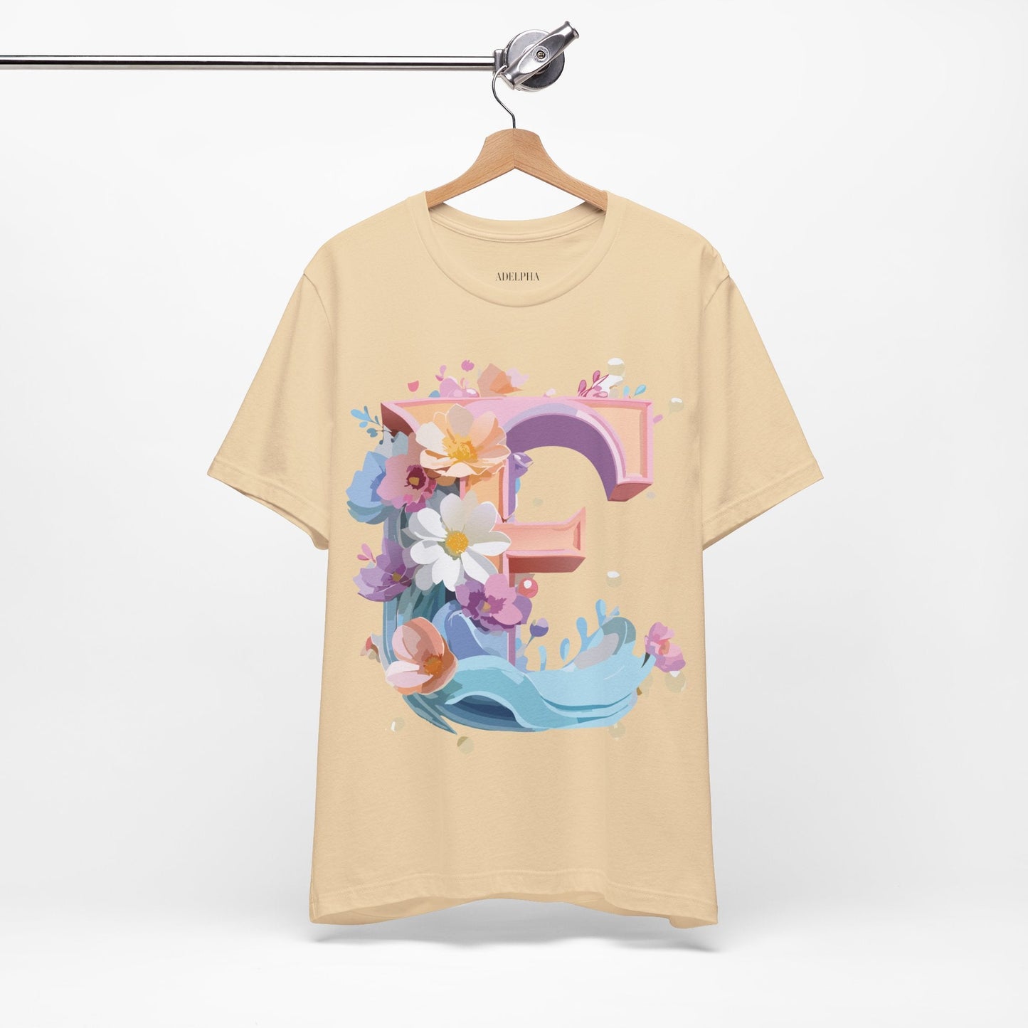 Letter E Shirt Graphic Tee Unisex Vintage Inspired Artwork By Adelpha Premium Short Sleeve