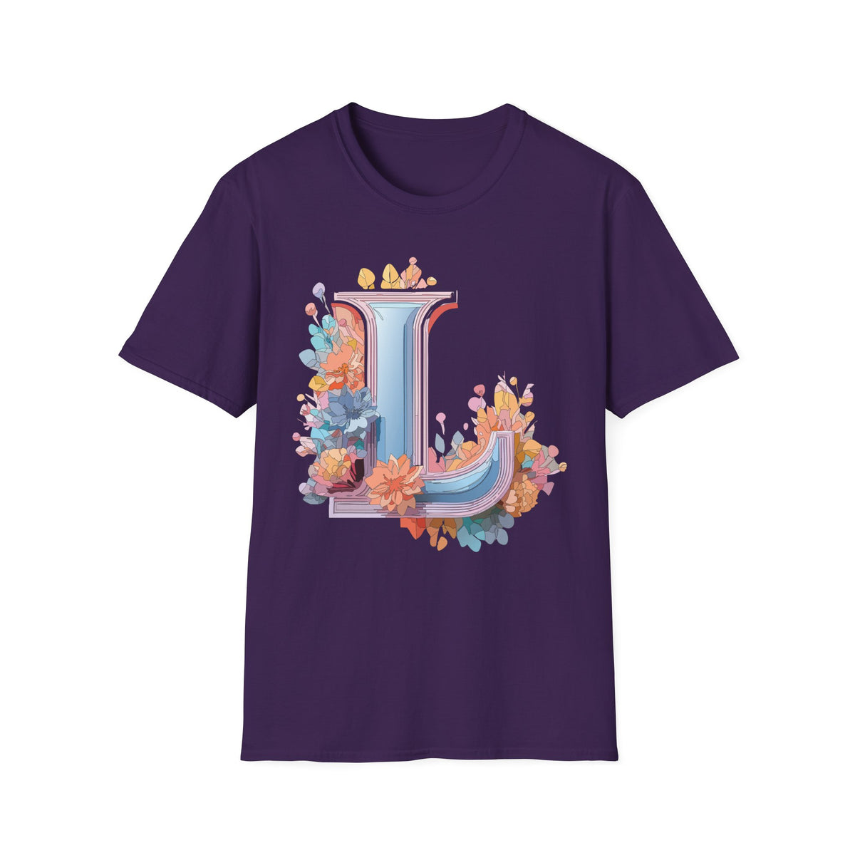 Floral Letter L T-Shirt | Monogram Initial Tee