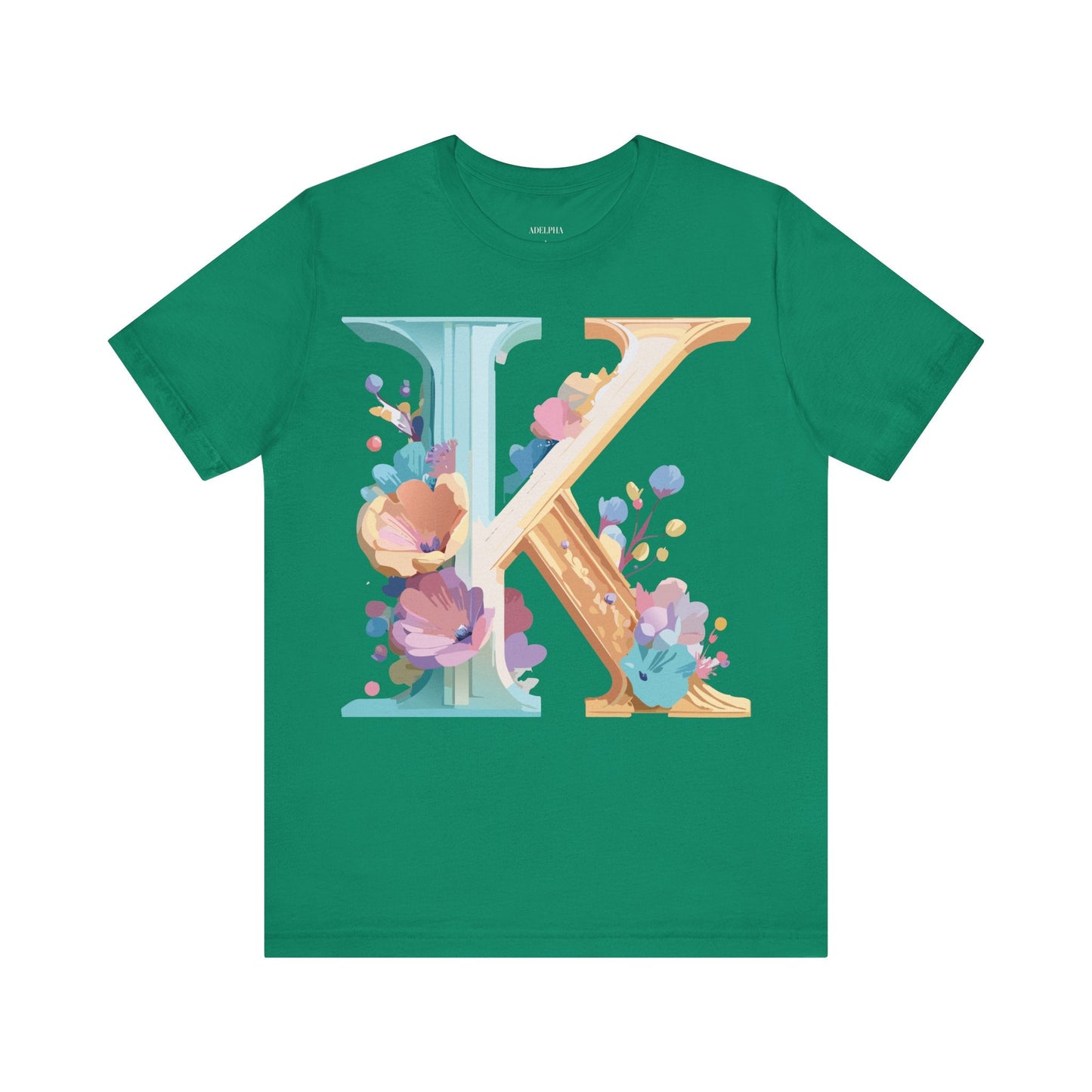 Letter K Shirt Graphic Tee Unisex Vintage Inspired Adelpha Art Design Tee Premium Soft Cotton