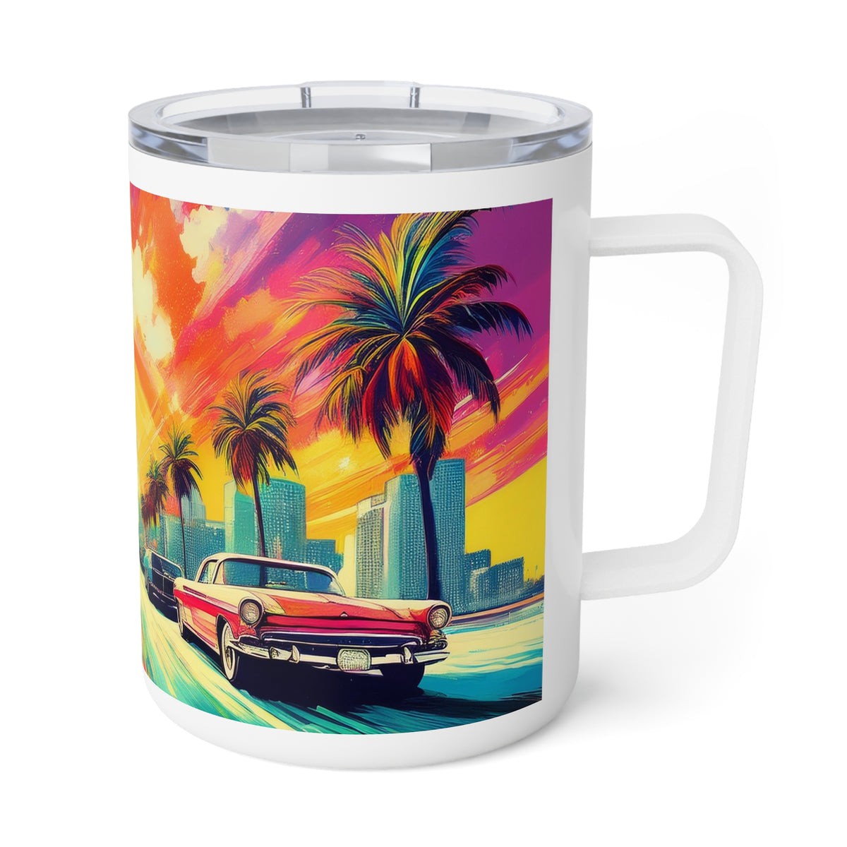33 Art Design Insulated Coffee Mug Clear Lid 10oz Insulated Coffee Mug 10oz