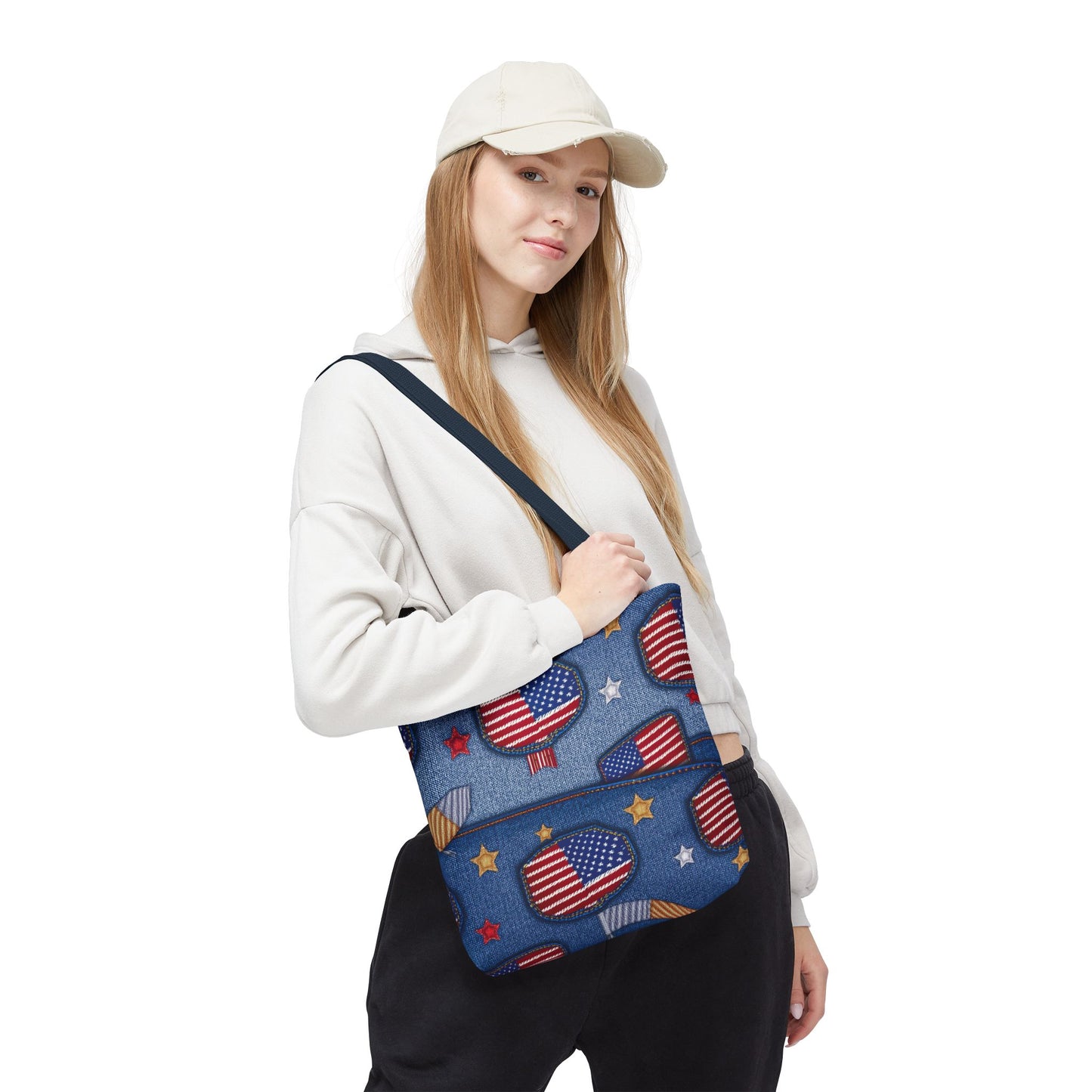 4th of July Graphic Denim Fabric Imitation Print Unisex Canvas Bag Poly Spun 3 Sizes Tote Bag 200-12