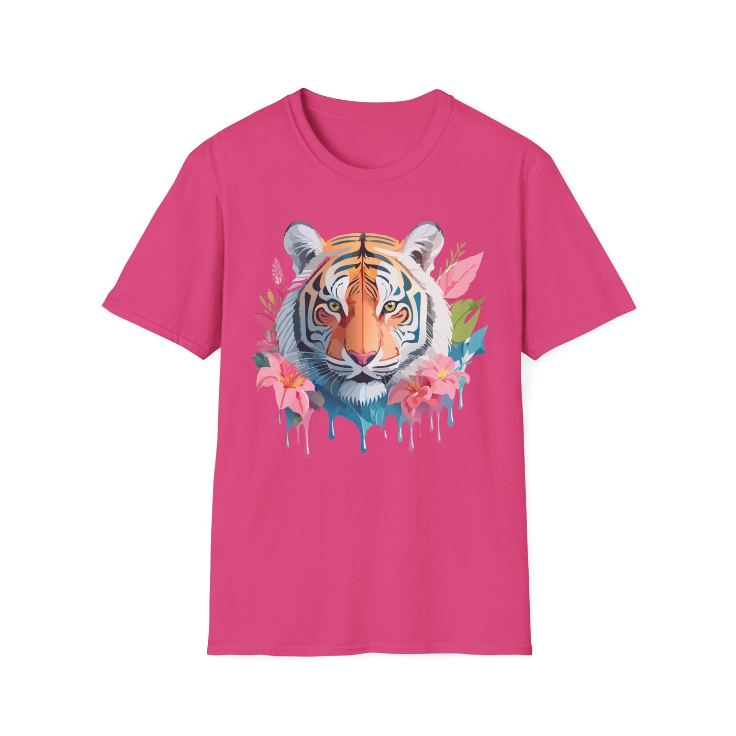 Tiger Print Unisex Softstyle T Shirt Short Sleeve Gildan 64000 Tee