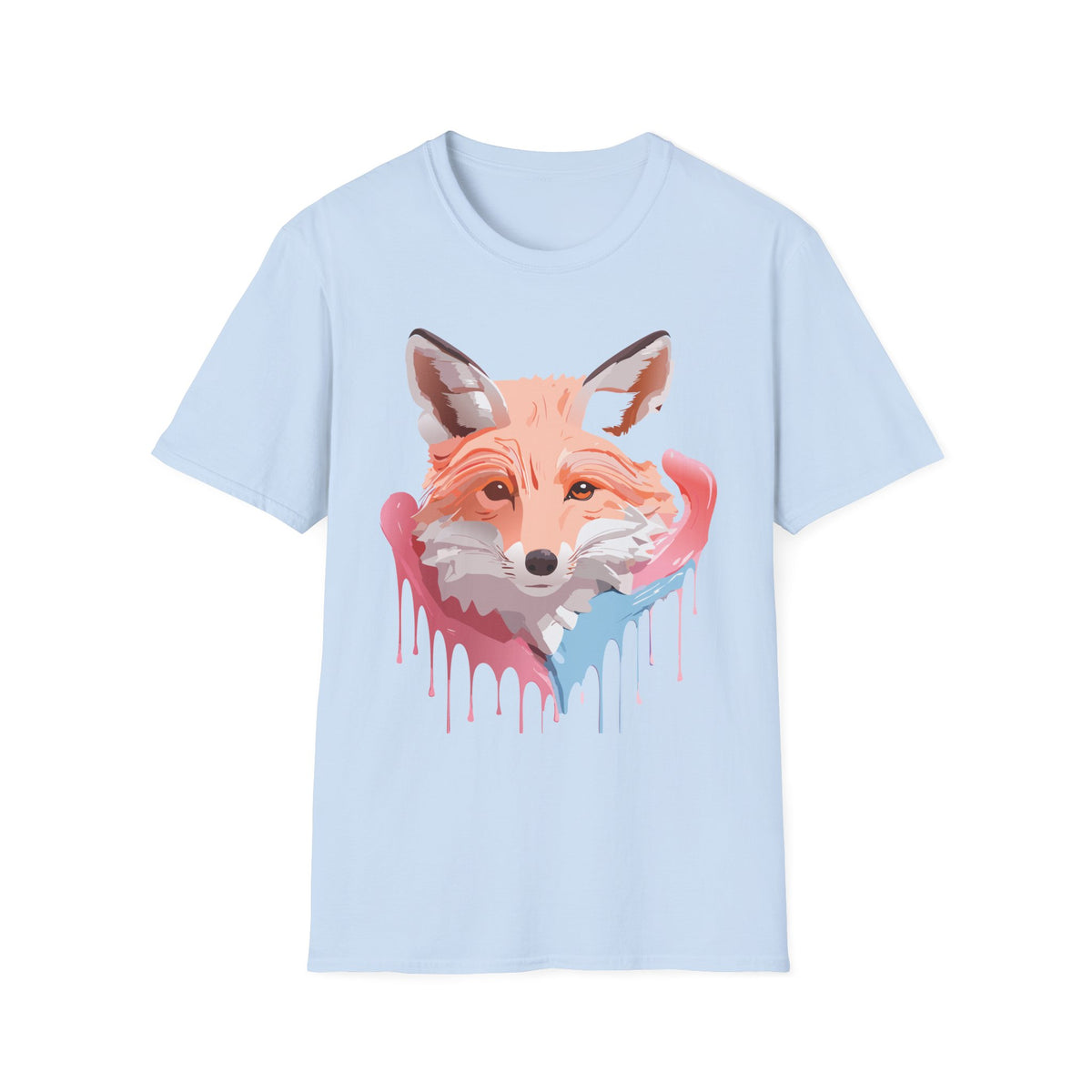 Watercolor Fox Face T-Shirt | Drip Paint Fox Tee