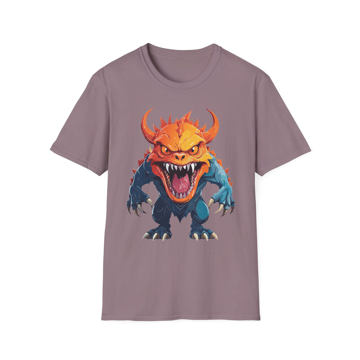 Monster Roar T‑Shirt — Fierce Orange Dragon Cartoon Graphic Tee Unisex 100 Cotton Gildan T-Shirt