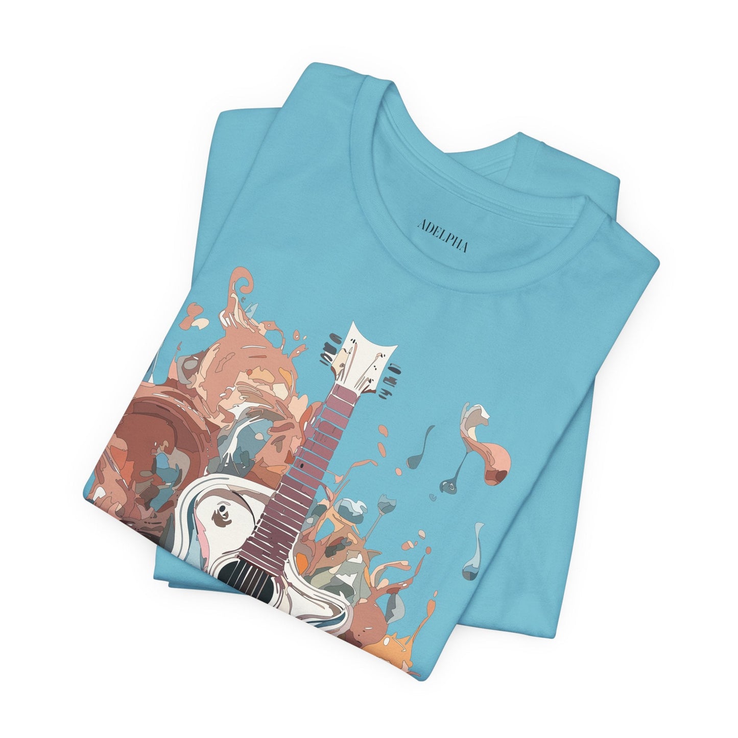 Music Graphic Unisex 100 Cotton Vintage Art with Musical Elements Tee 56