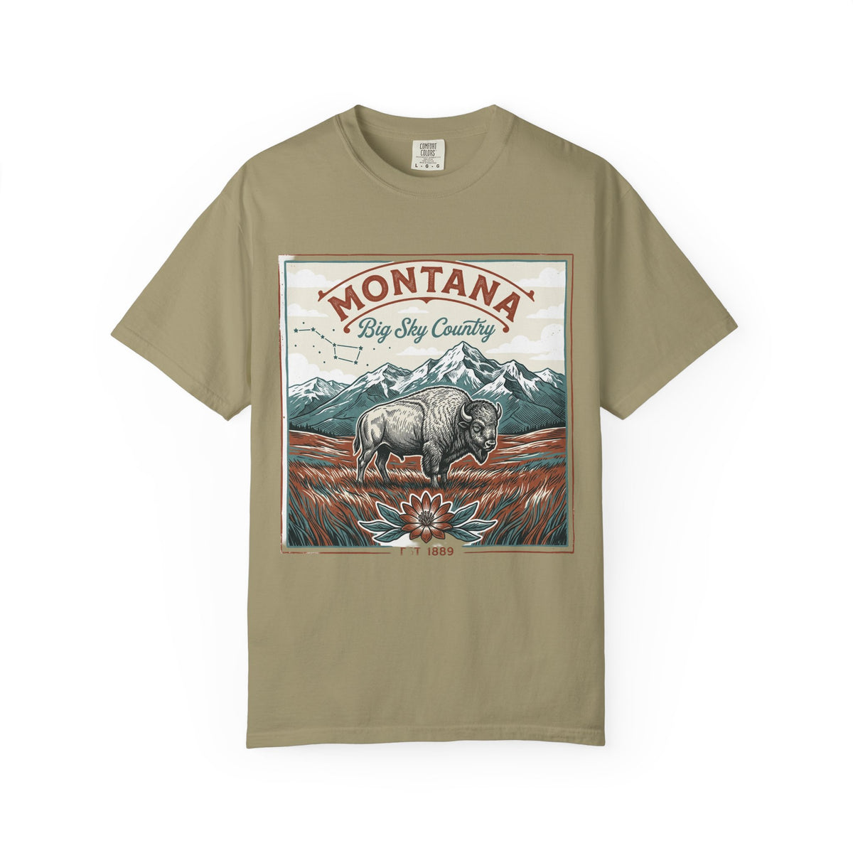 Montana Graphic Unisex Heavyweight Garment-Dyed Travel Tourist Graphic Gift Tee 100 Cotton Comfort Colors T-Shirt
