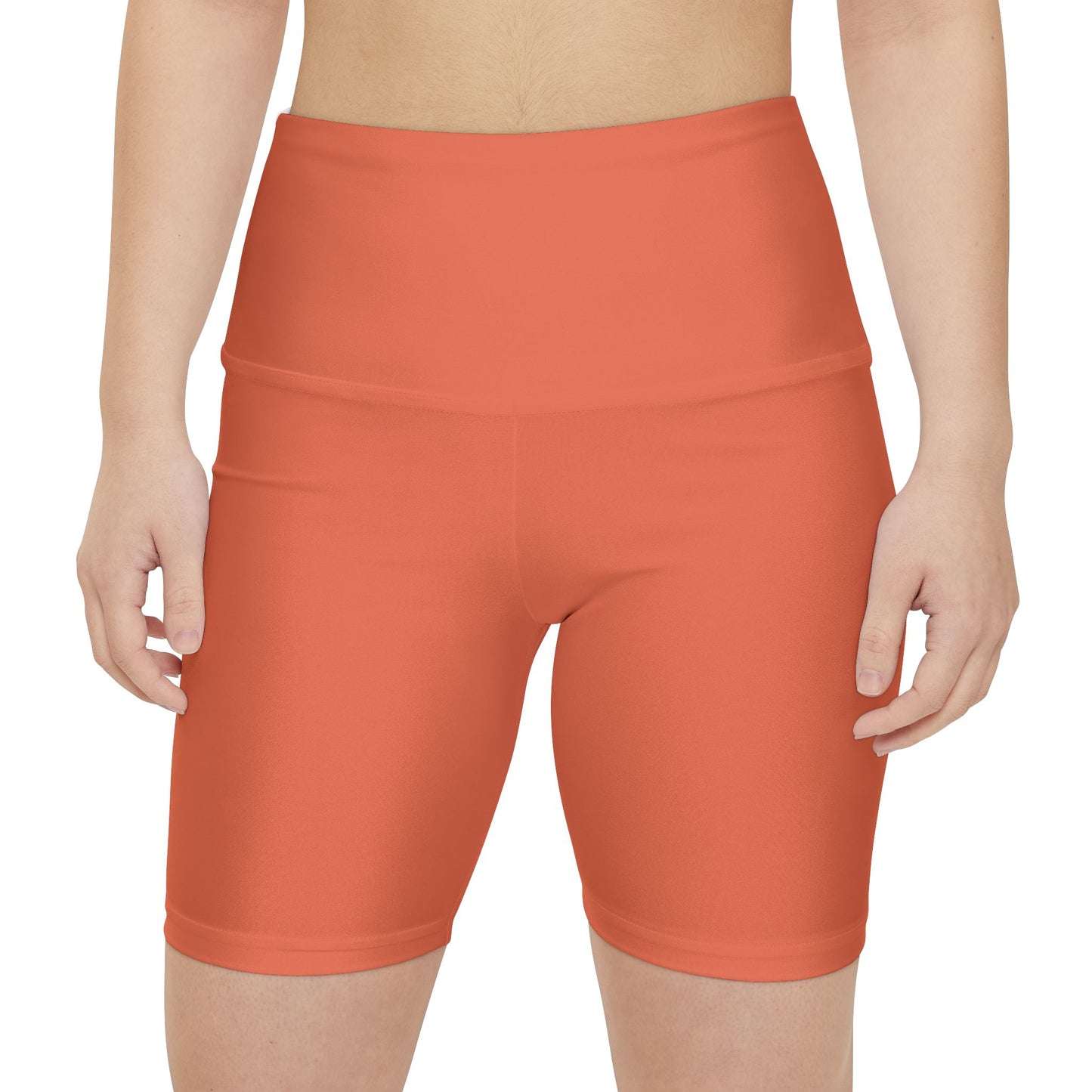 Burnt Orange Coral High-Waist Women's Workout Shorts — Seamless Active Bike Shorts for Gym & Yoga