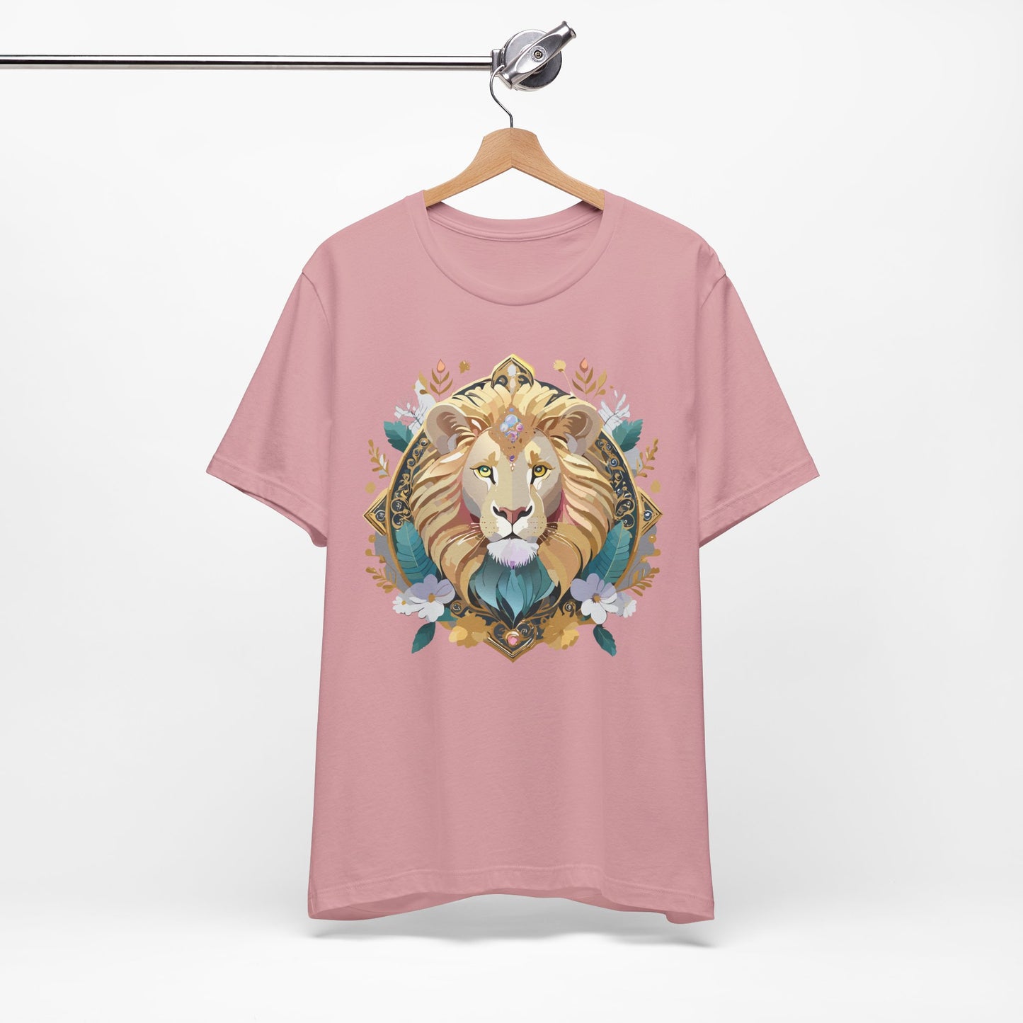 Unisex Lion Graphic Tee, Animal Shirt, Tee Shirt with Lion, Medallion T-Shirt, Animal Medallion Tees 2