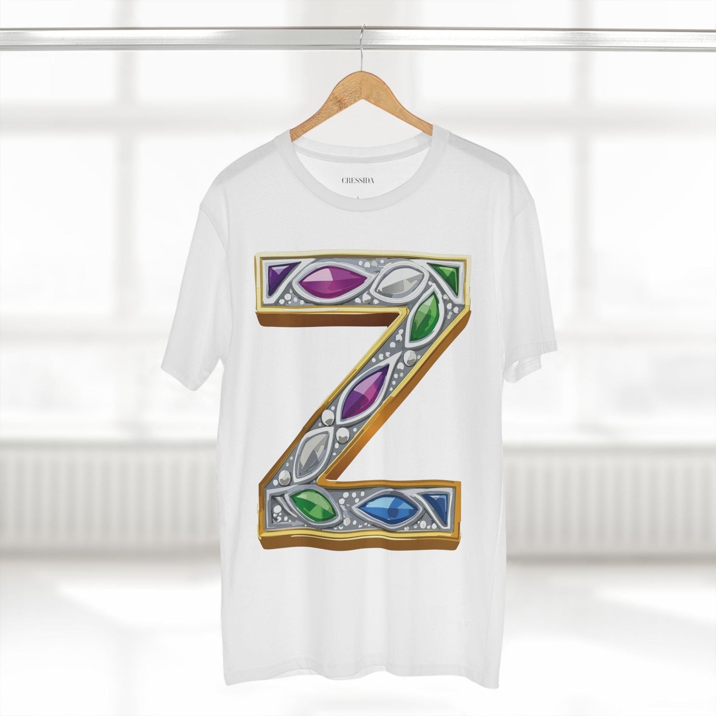 Letter Z Graphic Design Tee Unisex 100 Cotton With Antique Gold Letters Artwork T-Shirt