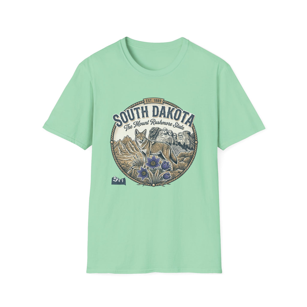 South Dakota Wildlife Tee – State Prairie Flowers Travel Tourist Graphic Tee Unisex 100 Cotton Gildan T-Shirt