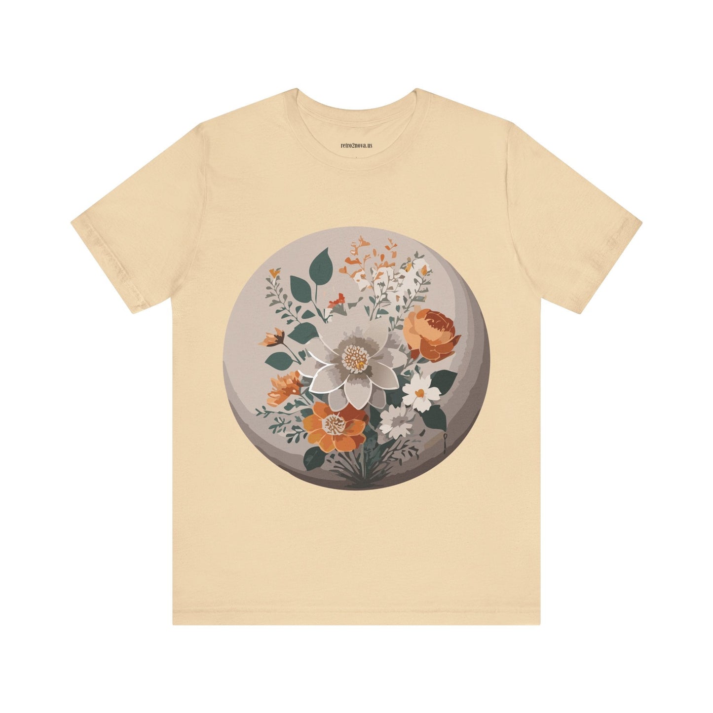 Retro2Nova Floral Shirt Unisex Short Sleeve Tee Lightweight Breathable Cotton Blend Jersey